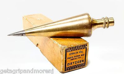 Vintage Dietzgen 5720 Brass Plumb Bobs - Set of 2 Removable Point Plumb Bobs (14 oz) - Antique Surveying Tools in Good Condition - Perfect for Construction, Land Surveying & DIY Projects
