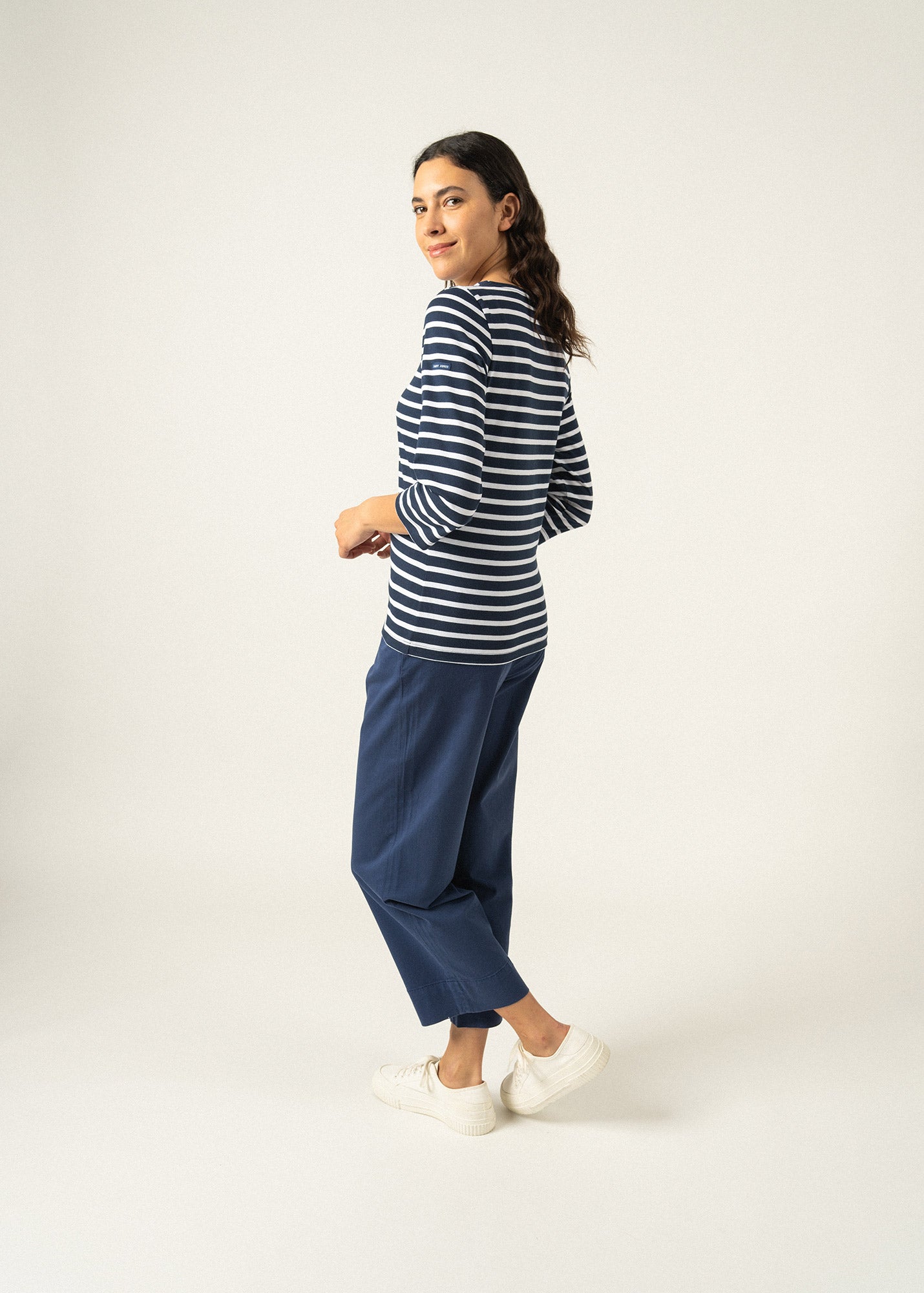 GALATHEE II Women's Breton Striped 3/4 Sleeve Cotton T-Shirt | Soft & Comfortable Fit | Navy & White | Casual Wear, Beach Outfits, Everyday Fashion