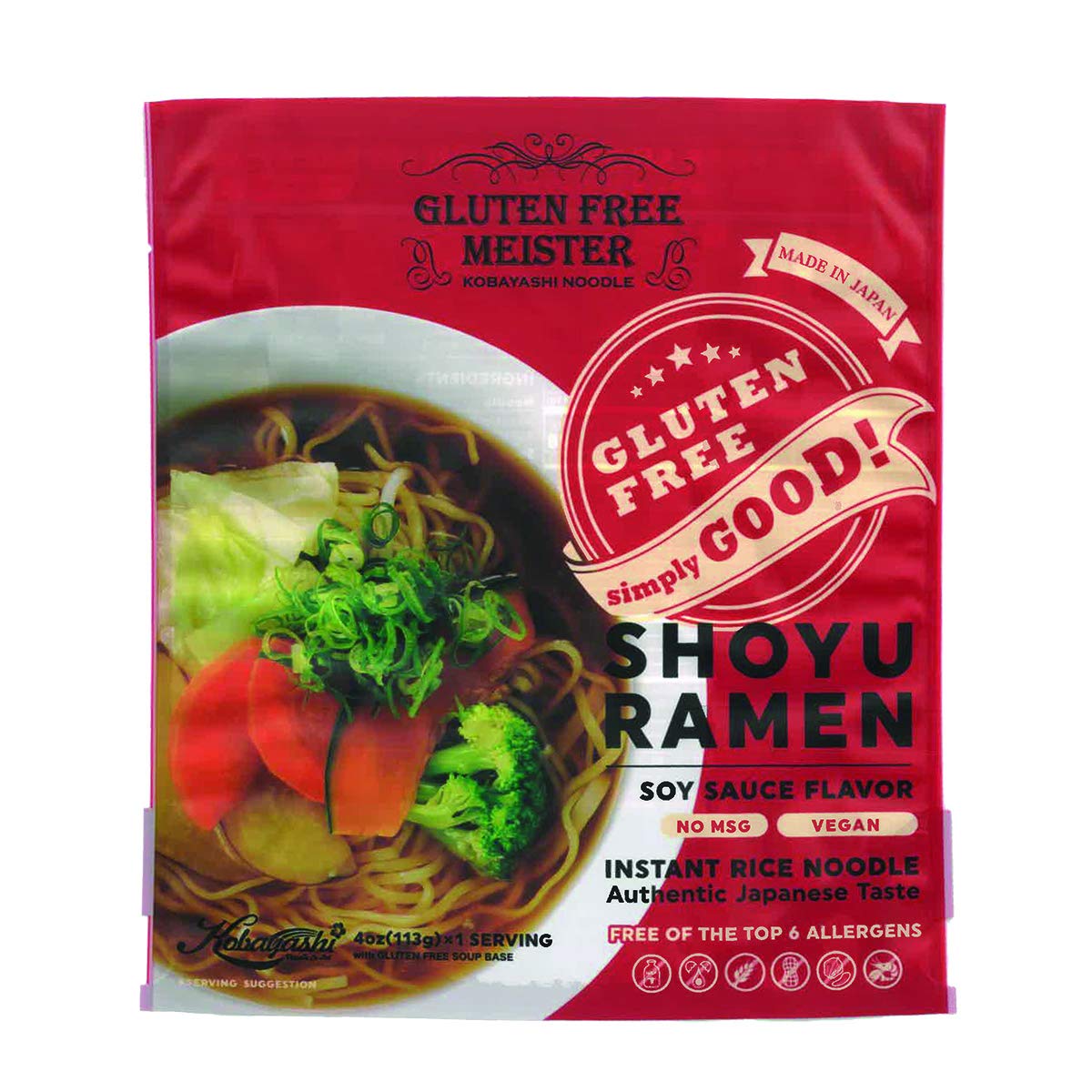 Gluten Free Meister Japanese Ramen - Tonkotsu, Shoyu & Miso Variety Pack (6pk) | Vegan & Vegetarian Friendly | Quick Lunch, College Dorm Meals & Asian Food Lovers