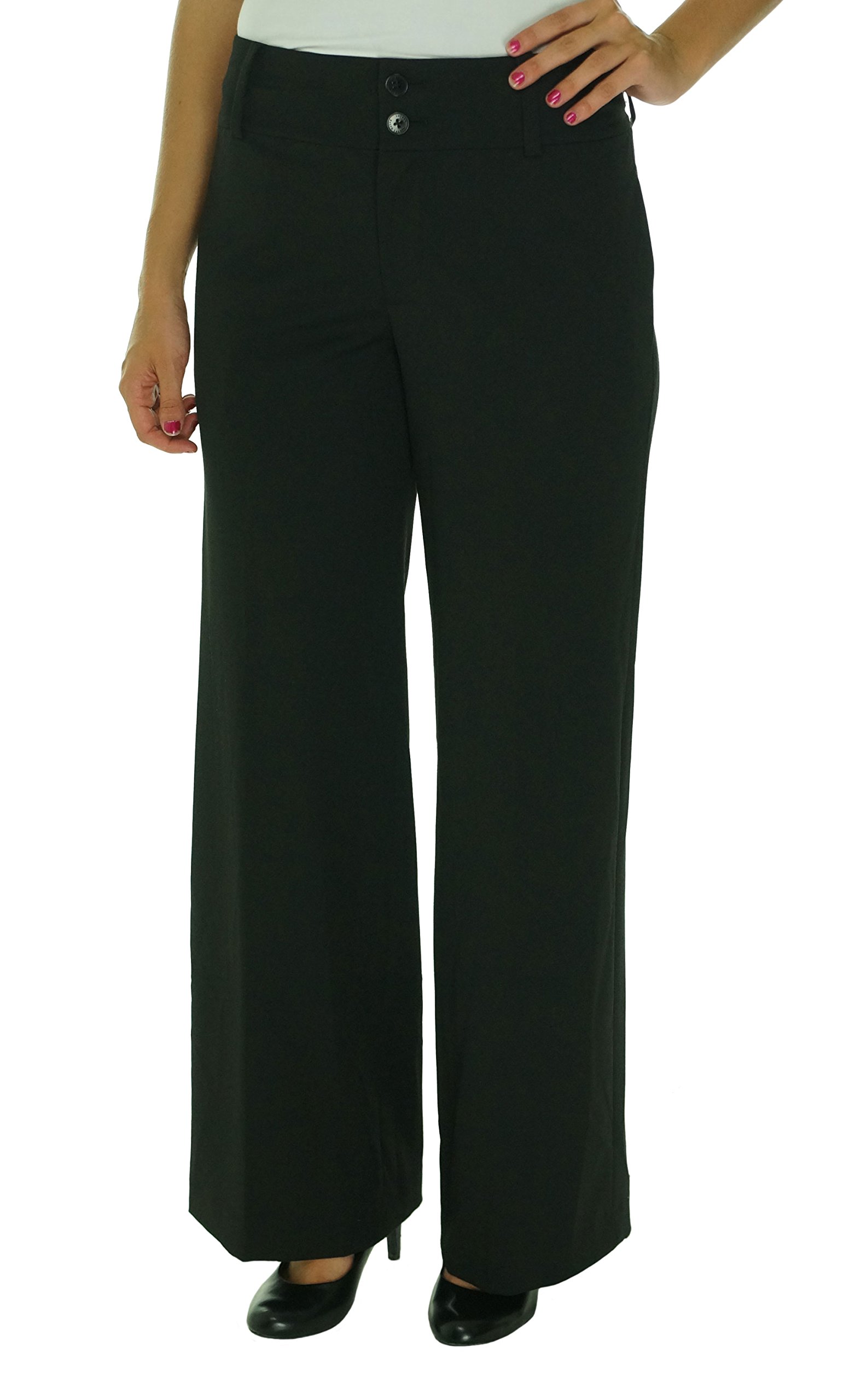Women's Classic Flared Pants - Polyester Viscose Blend, High Waist, Comfort Fit (Size 4, Black) | Perfect for Office Wear, Casual Outfits & Special Occasions