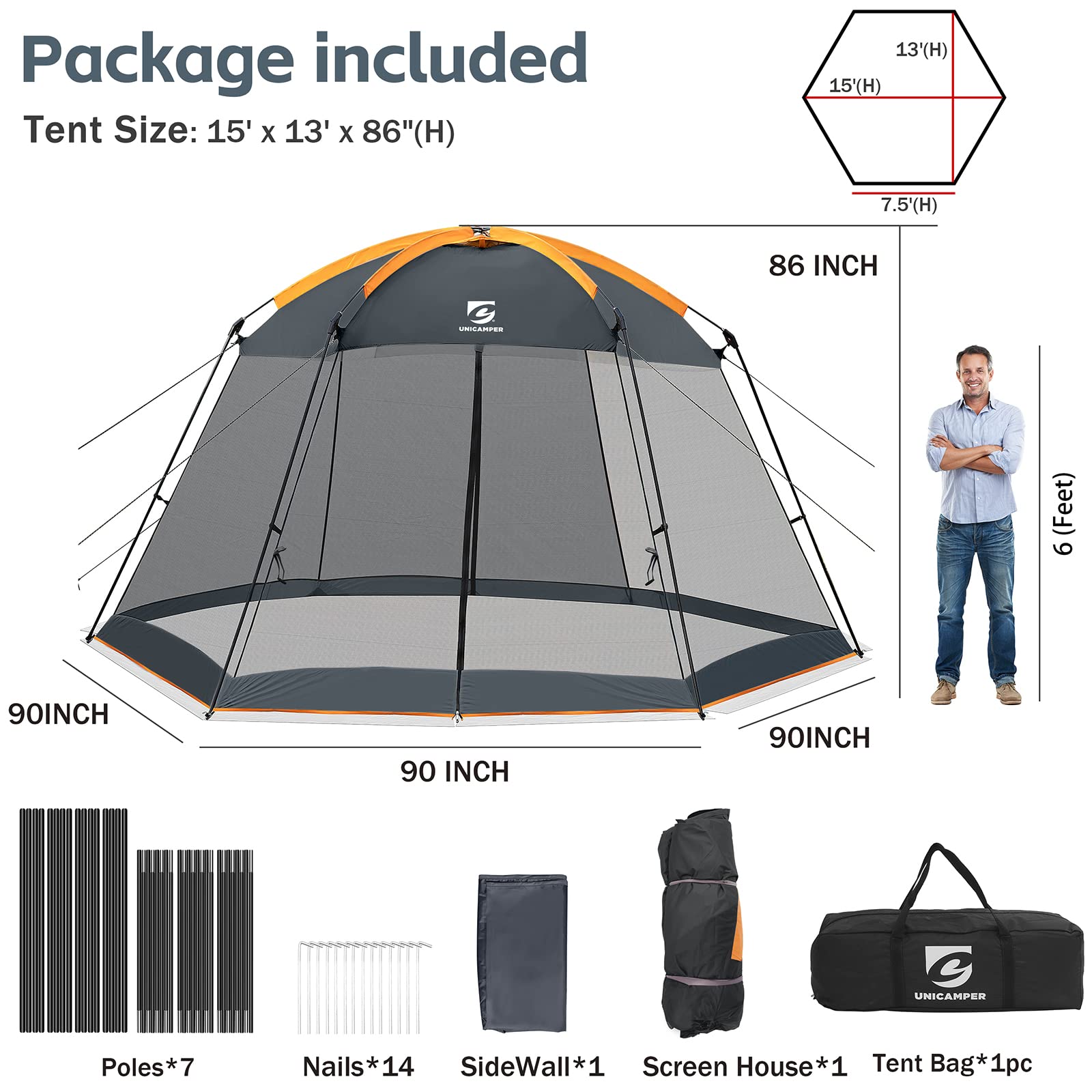 UPF 50+ Mosquito Net Tent with Waterproof Canopy & Sidewalls - Easy Setup Screen House for Patio, Backyard, Camping & Outdoor Activities (Khaki) - Perfect for Picnics, Beach Trips and Garden Relaxation