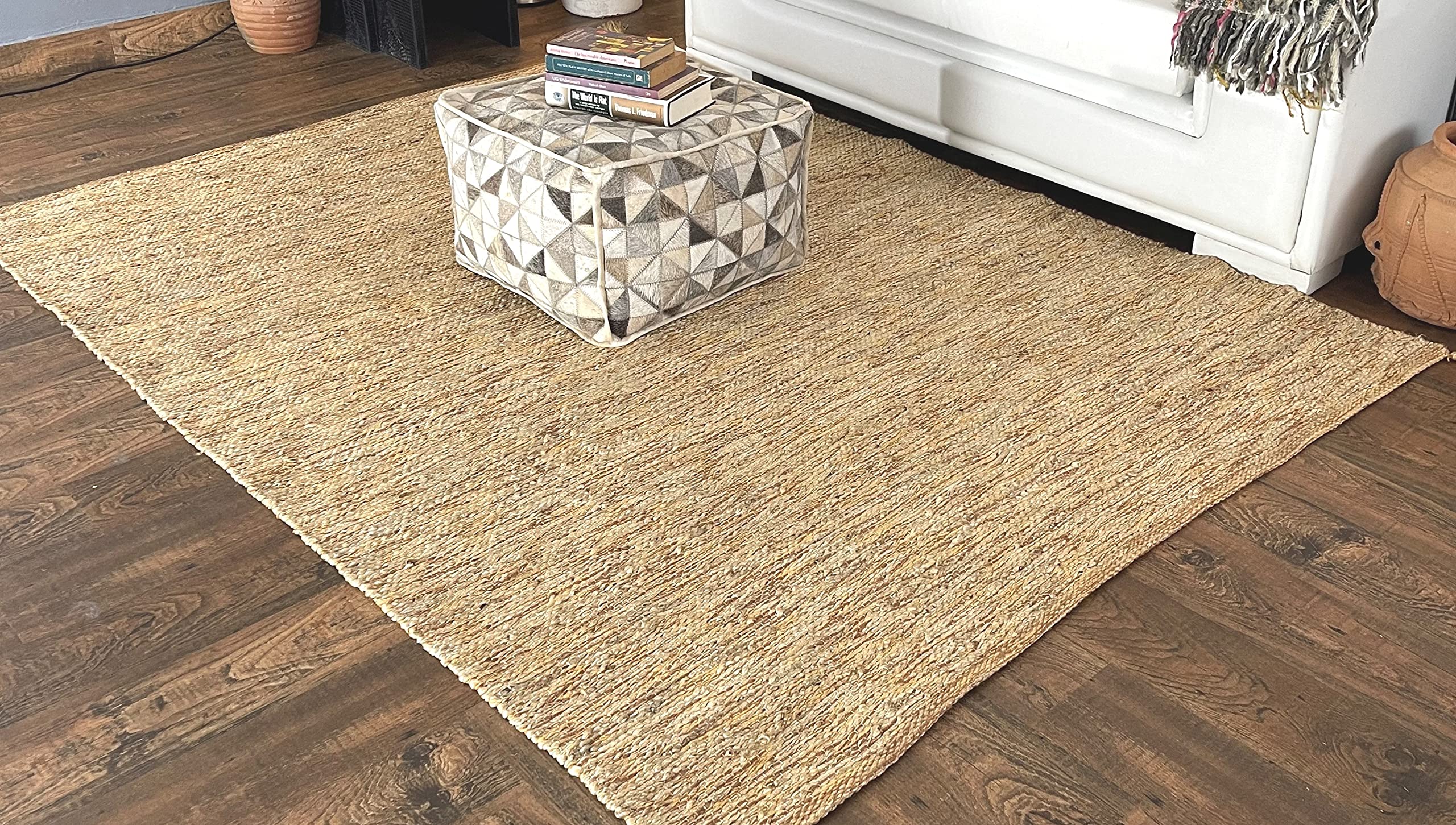 Handmade Saona Hemp & Cotton Natural Fiber Rug - Easy Maintenance 5' x 7' Living Room, Bedroom & Family Room Floor Decor | Eco-Friendly Home Accent for Cozy Spaces