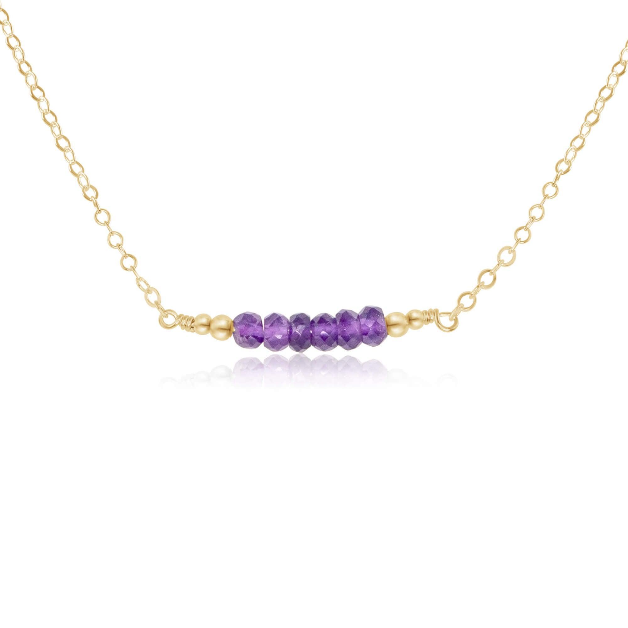 Sparkling Purple Amethyst Faceted Bead Bar Necklace for Women - Elegant Crystal Jewelry Gift for Birthday, Anniversary & Special Occasions | Boho Chic Layering Necklace for Everyday Wear