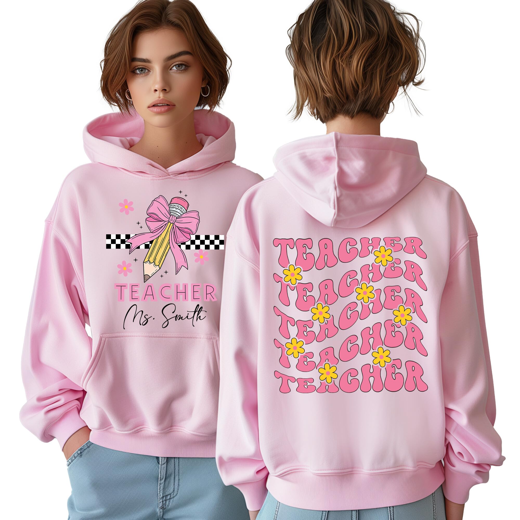 Custom Personalized Teacher T-Shirt for Women with Name - Cute & Comfortable Teacher Appreciation Gift - Perfect for Classroom, School Events & Teacher's Day
