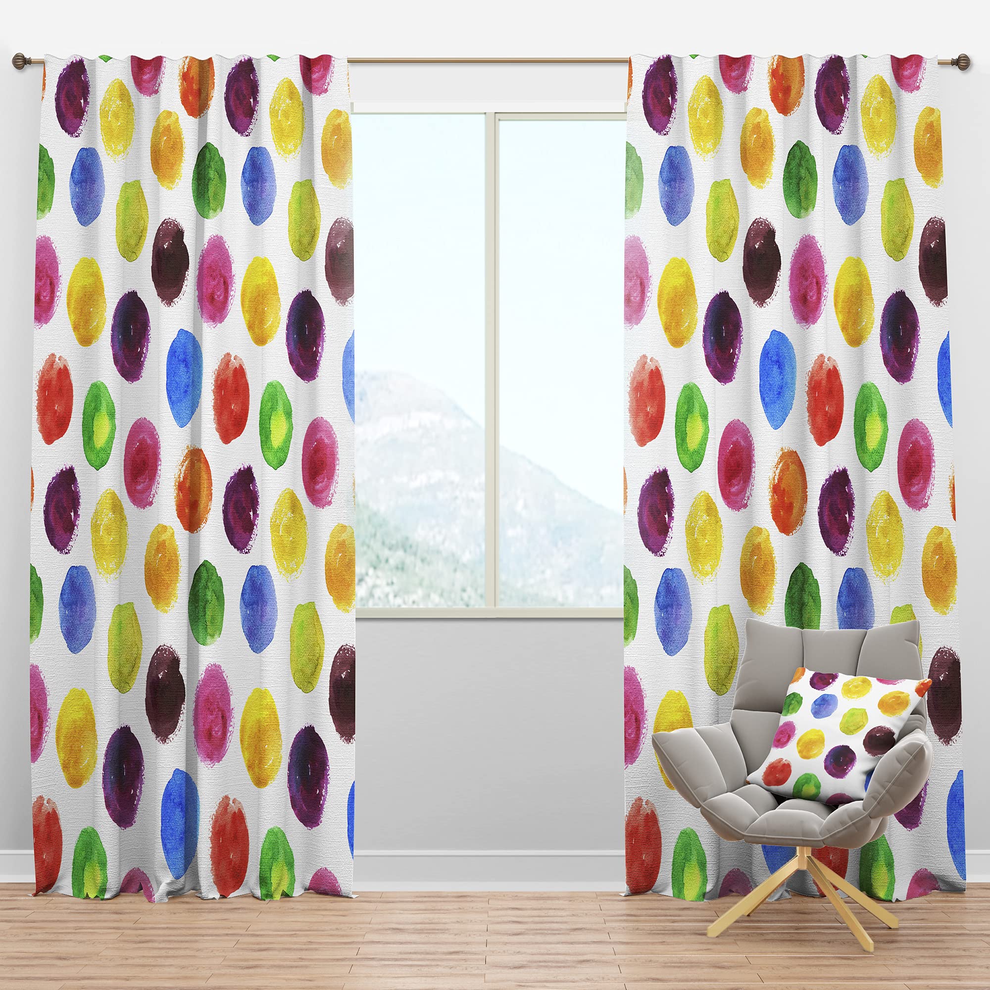 DesignQ Blackout Curtains - Thermal Insulated Single Panel with Multicolor Watercolor Spots Pattern (52x84 Inches) - Perfect for Bedroom & Living Room Window Treatments - Blocks Light & Noise for Better Sleep & Privacy