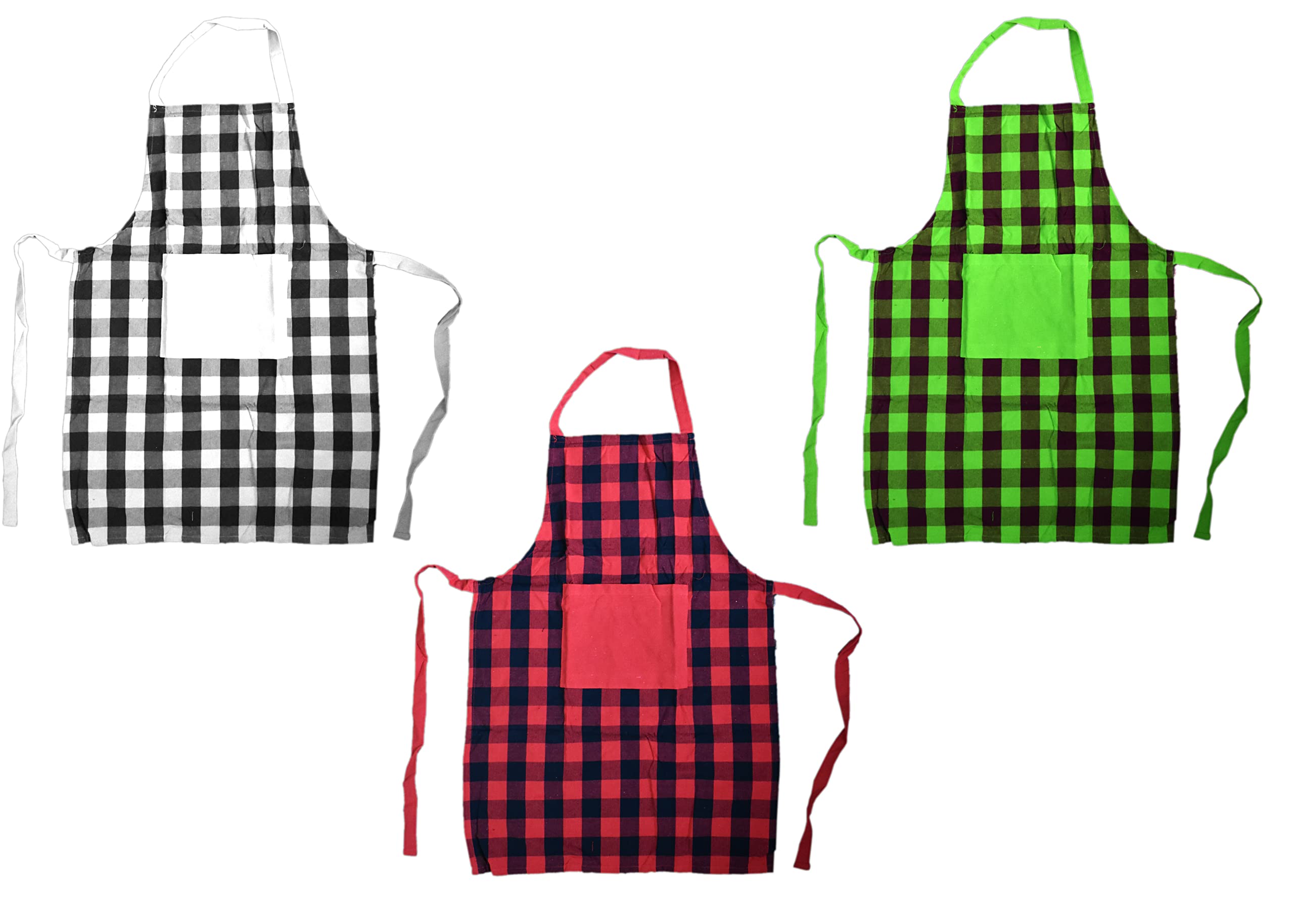 Buffalo Plaid Cooking Apron Set - Keep Clothes Clean in Kitchen - Perfect for Home Chefs, Baking, BBQ & Holiday Cooking