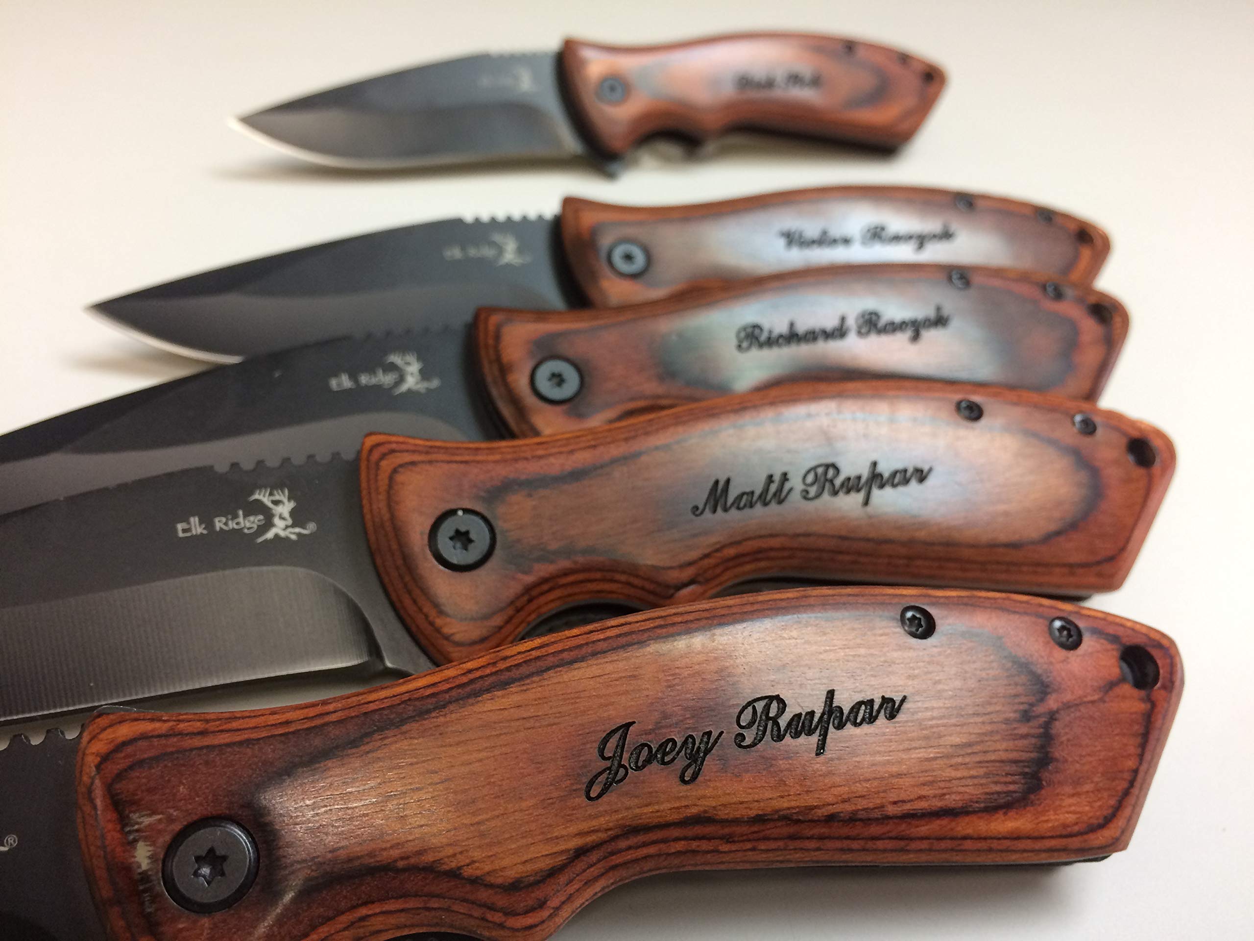 Personalized Engraved Pocket Knife Set of 5 - Best Groomsmen Gifts for Wedding, Best Man, Usher & Father of The Bride - Perfect for Outdoor Adventures, Camping & Everyday Carry