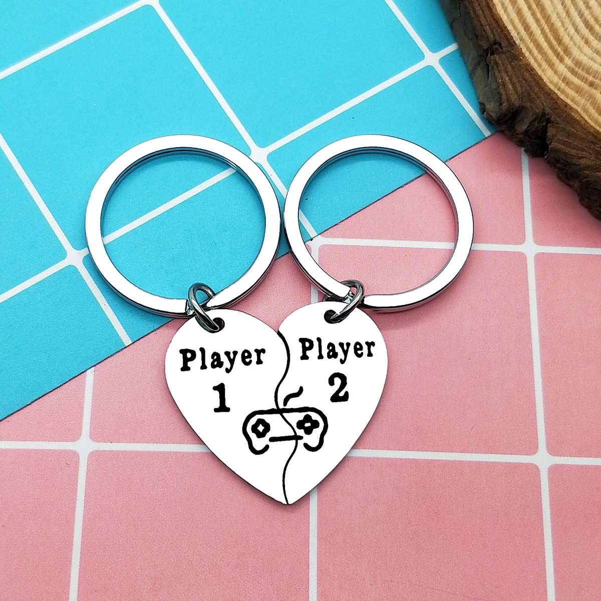 2 PCS Funny Couple Gamer Keychains - Player 1 & Player 2 Matching Keychains for Him and Her - Perfect Valentine's Day Gift for Boyfriend, Girlfriend, Husband & Wife - Ideal for Gamers Couples, Anniversary & Romantic Gifts