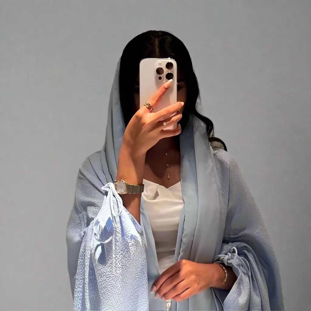 Elegant Farasha Batwing Sleeve Cardigan Open Abaya Dress for Muslim Women - Modest Islamic Fashion for Prayer, Daily Wear & Special Occasions