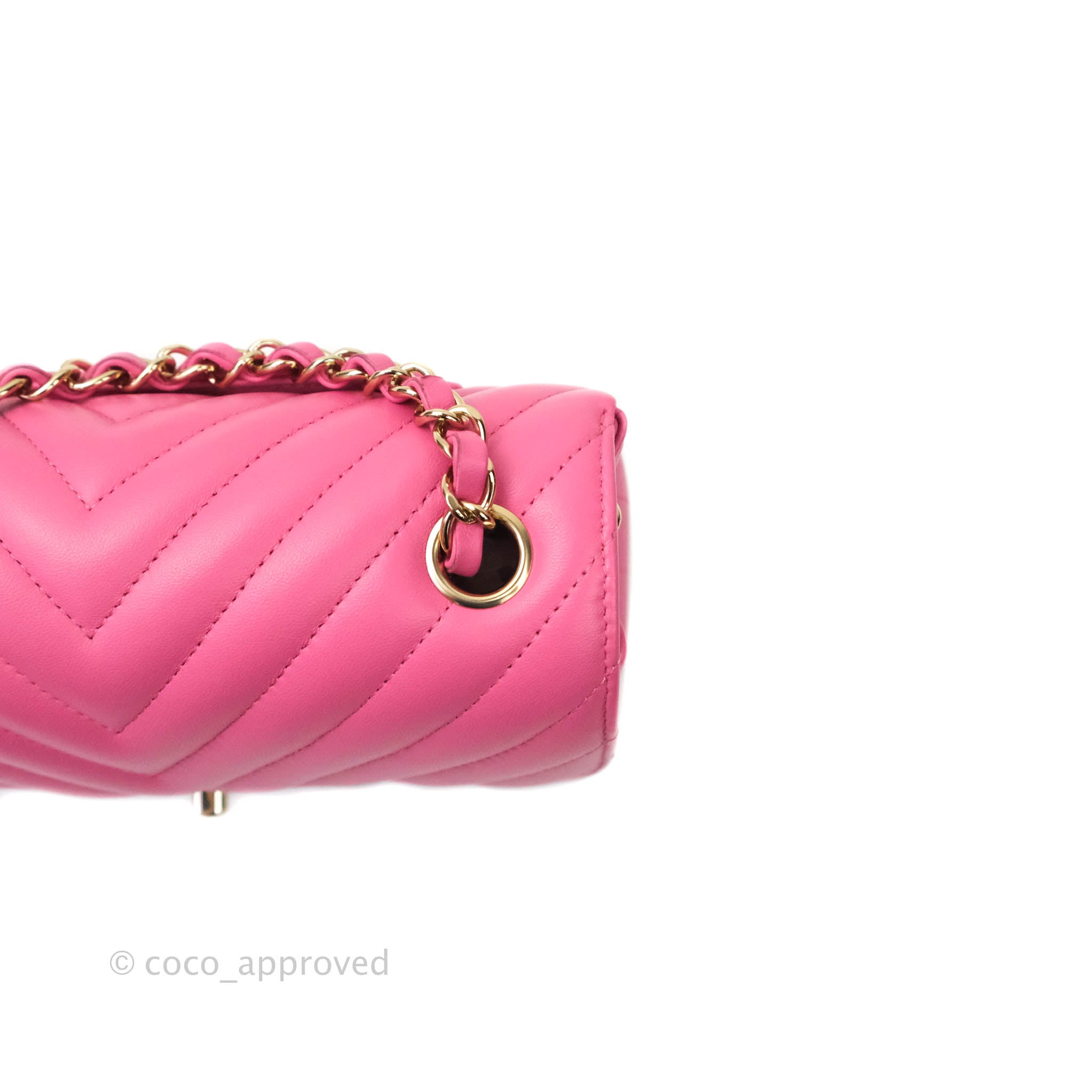 Chanel Chevron Mini Rectangular Lambskin Flap Bag in Pink with Gold Hardware - Perfect for Evening Events & Luxury Fashion Accessories