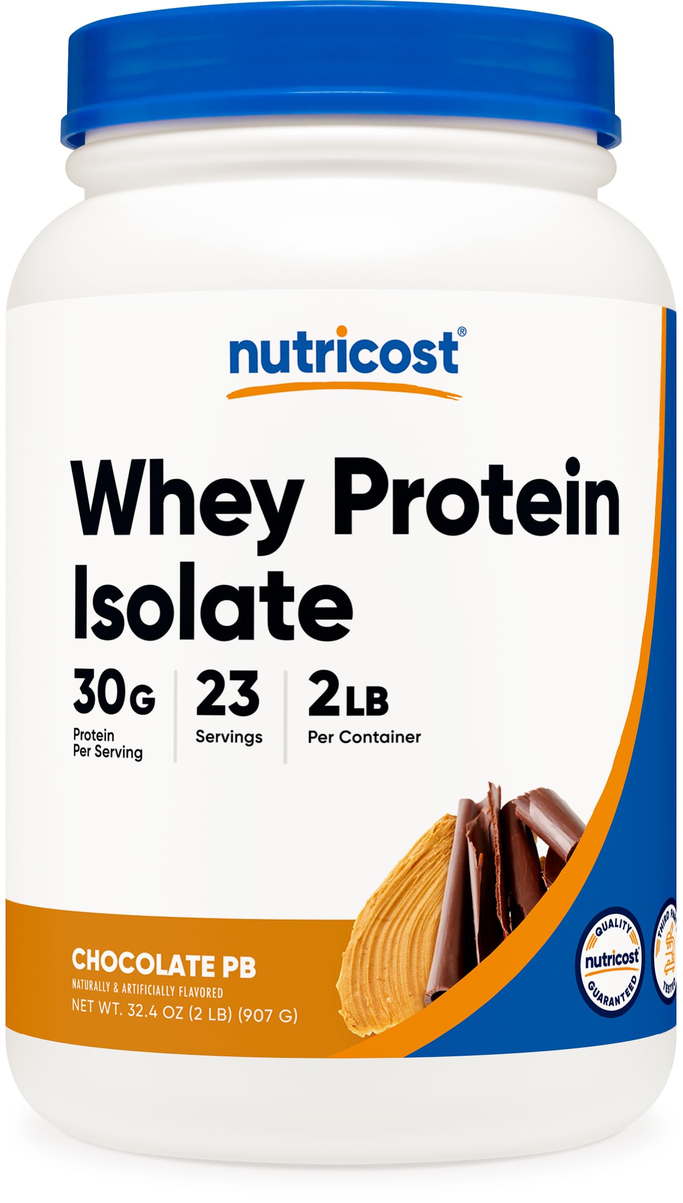 Nutricost Whey Protein Isolate Powder - Chocolate Peanut Butter Flavor, 2lb (907g) | High Protein, Low Carb & Sugar Free for Muscle Recovery & Post-Workout | Gym, Fitness & Bodybuilding Supplement