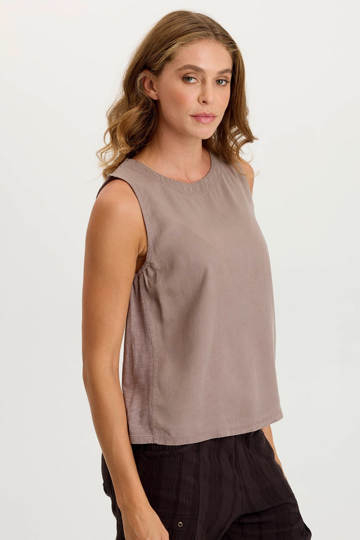 Massimo Twill & Jersey Wide Neck Tank Tops for Women - Comfortable Stretchy Casual & Workout Tops - Perfect for Yoga, Gym, and Everyday Wear