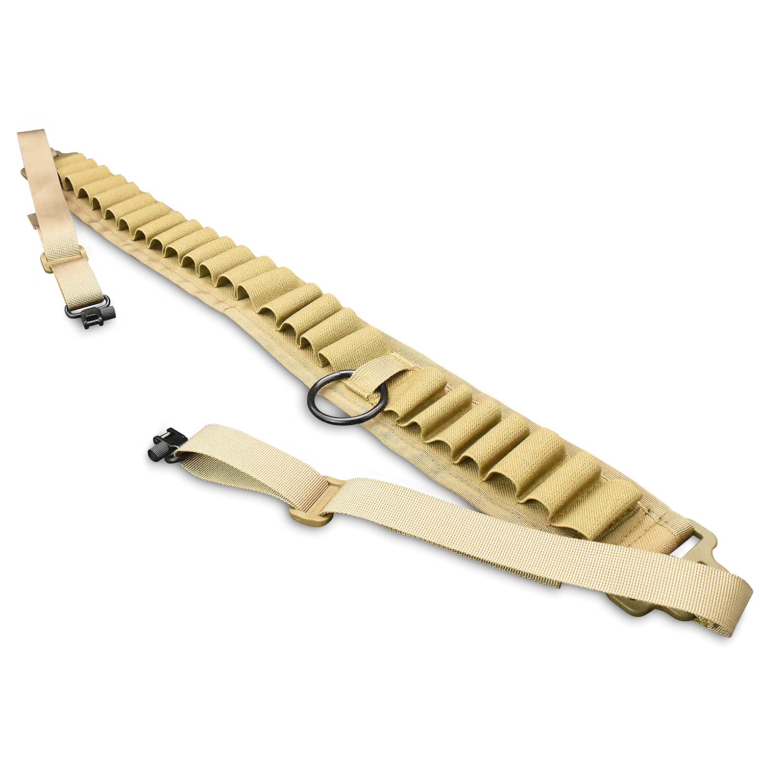 Adjustable 2-Point Shotgun Ammo Sling - Holds 15/25/27 Shells for 12 & 20 Gauge - Durable Hunting & Shooting Accessory for Outdoor Sports & Range Training
