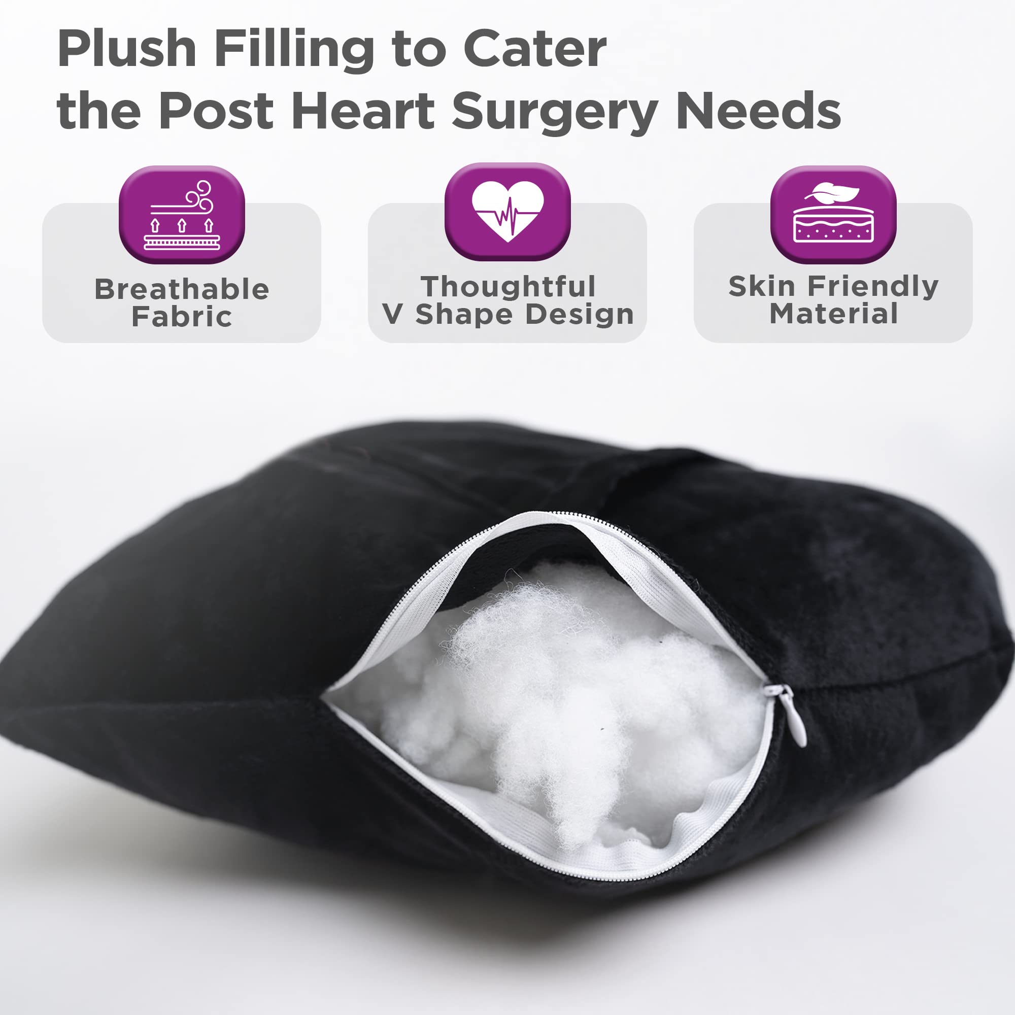 Heart Surgery Recovery Pillow with Gel Pack - Post-Surgery Comfort Pillow for Cardiac, Mastectomy, Hysterectomy & Abdominal Surgery Patients - Ideal for Cough Support and Pain Relief at Home or Hospital