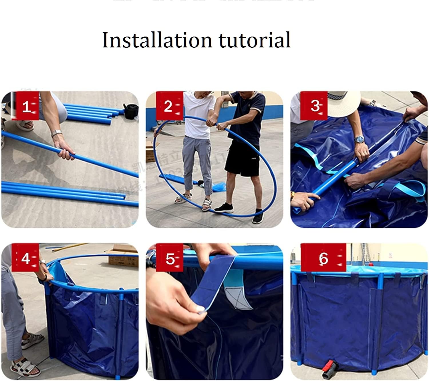 6.5ft x 3ft Above Ground Collapsible Fish Pond - 818 Gallon Heavy Duty Canvas Koi Pool with Metal Bracket Frame for Outdoor Koi Farming, Garden Irrigation & Backyard Water Features