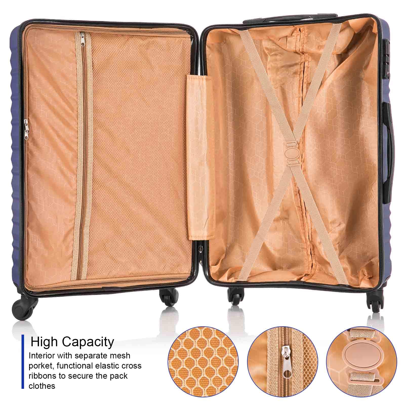 Yotefe 4-Piece Hardshell Luggage Set with Multi-Directional Spinner Wheels & TSA Lock - Blue Suitcase for Travel, Vacation & Business Trips