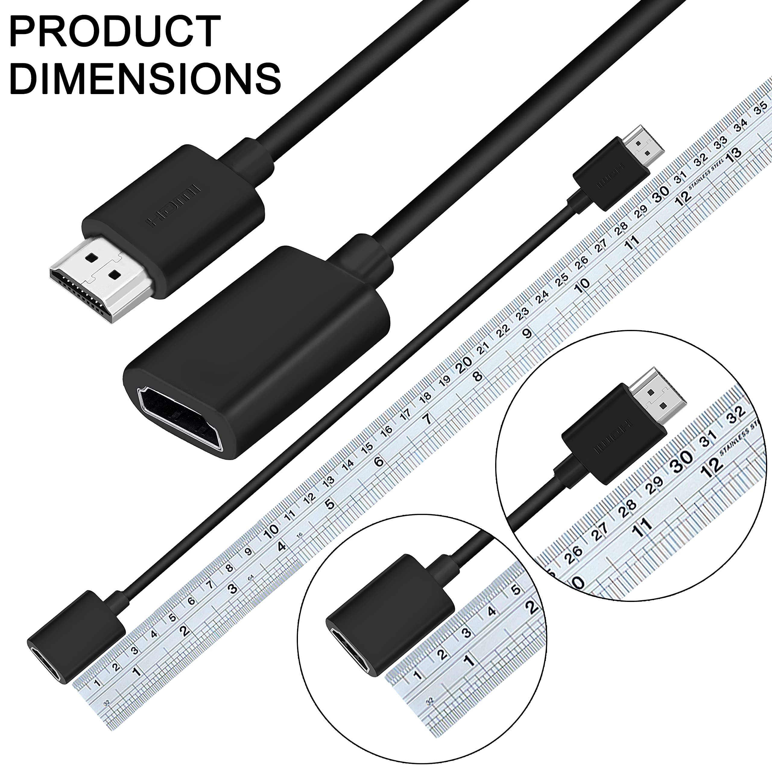 Storite 30cm 19-Pin High-Speed HDMI Male to Female Extension Cable - 4K HDMI Extender for Laptop, Computer, TV, Gaming & Home Theater Setup