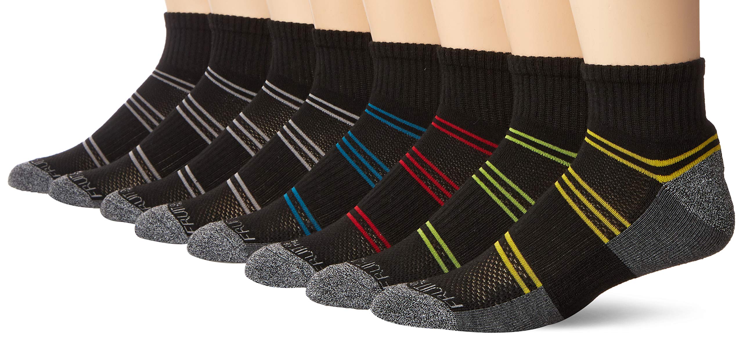 Fruit of the Loom Men's Breathable Cushioned Athletic Socks - 8 Pair Pack for Running, Hiking & Everyday Comfort