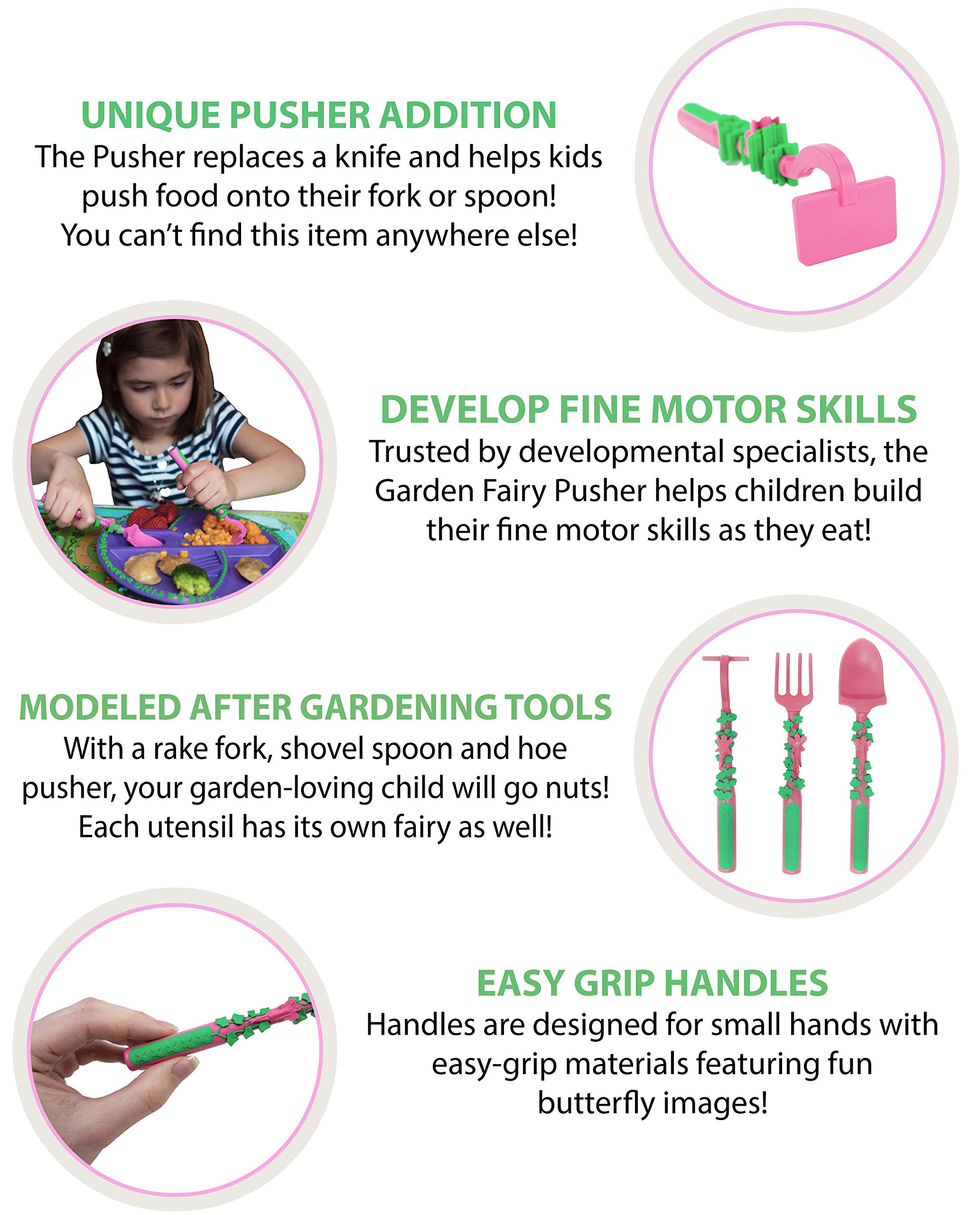 Enchanted Garden Fairy Utensil Set with Matching Placemat - Whimsical Tableware for Outdoor Tea Parties, Fairy Garden Decor, and Magical Dining Experiences