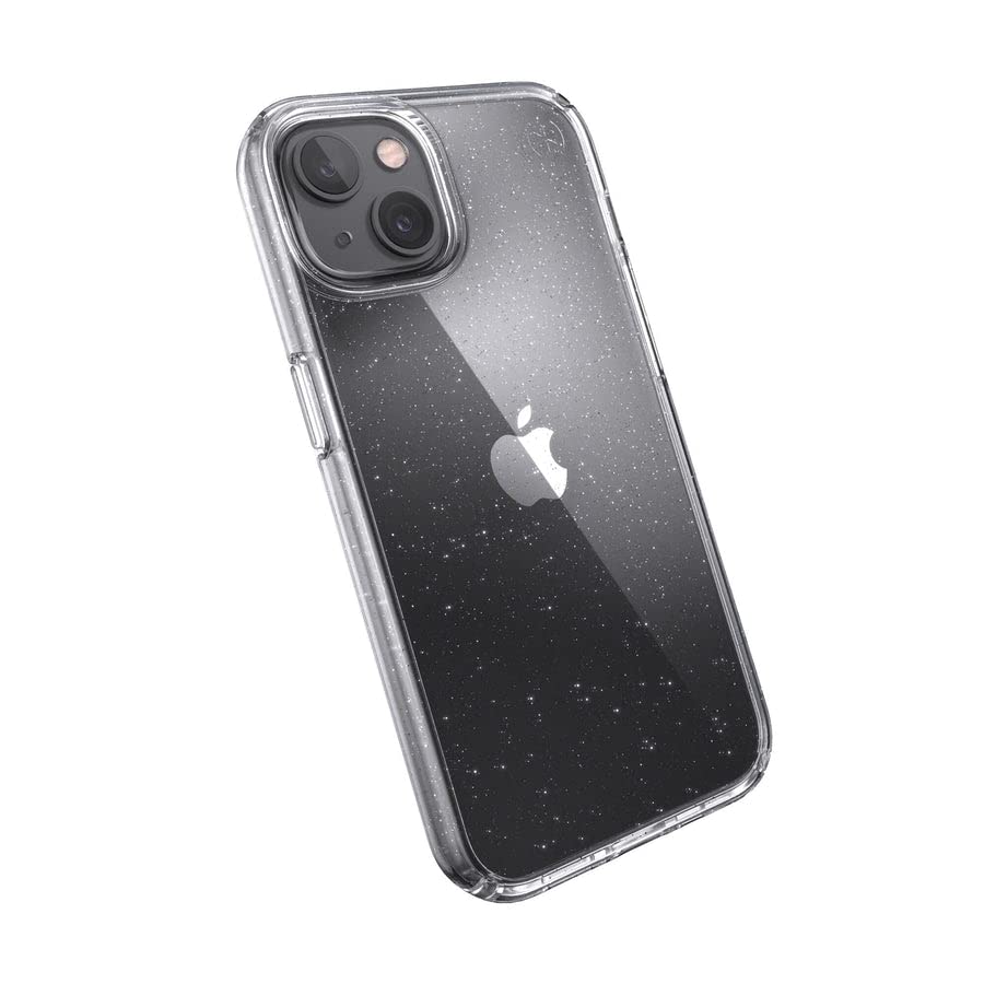 Speck Presidio Perfect Clear Glitter Case for Apple iPhone 13 - Crystal Clear Protective Cover with Sparkling Platinum Glitter | Slim Fit, Shockproof Design | Perfect for Everyday Use, Parties & Special Occasions