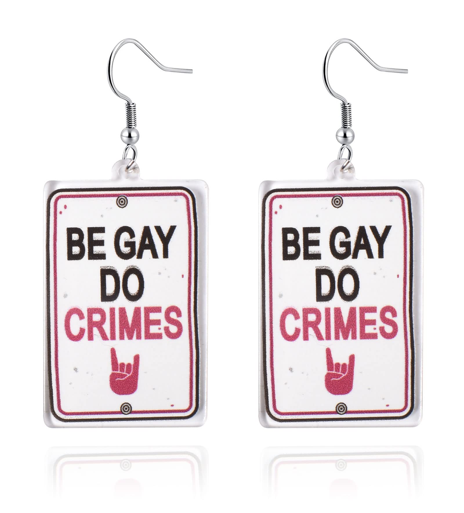 Lesbian Pride Earrings - Rainbow LGBT Jewelry Gifts for Women - Be Gay Do Crime Studs - Perfect for Pride Parades, LGBTQ Events & Everyday Wear