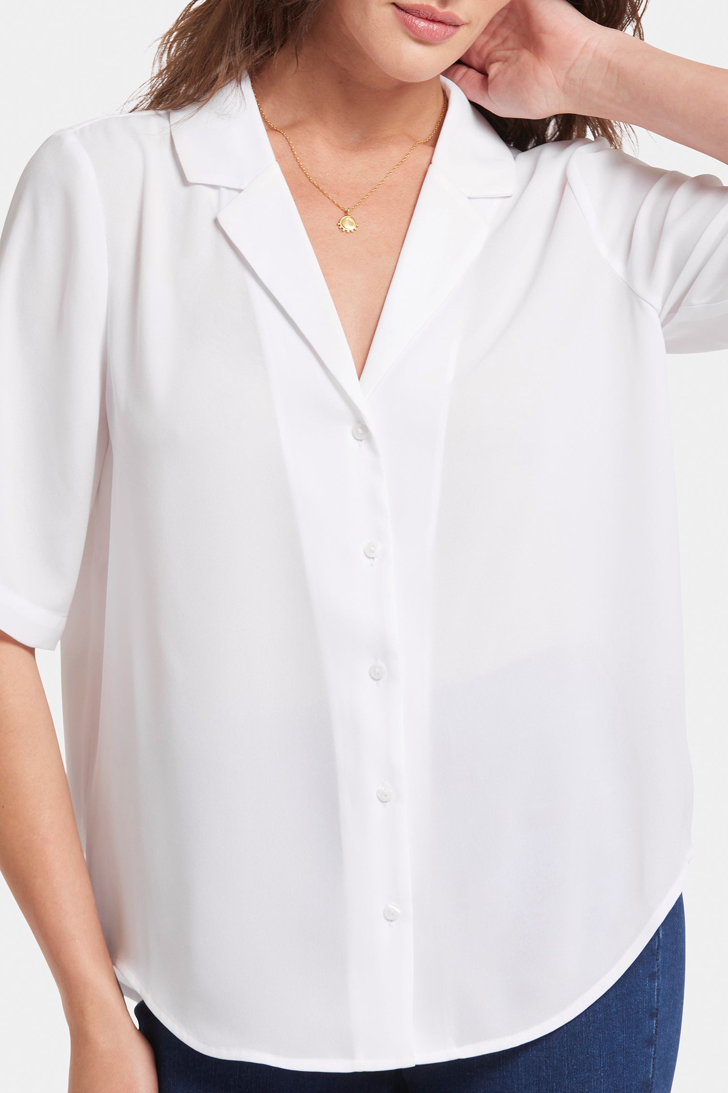 Gabrielle Women's Short Sleeve Blouse in Optic White - Perfect for Office Wear & Casual Outfits