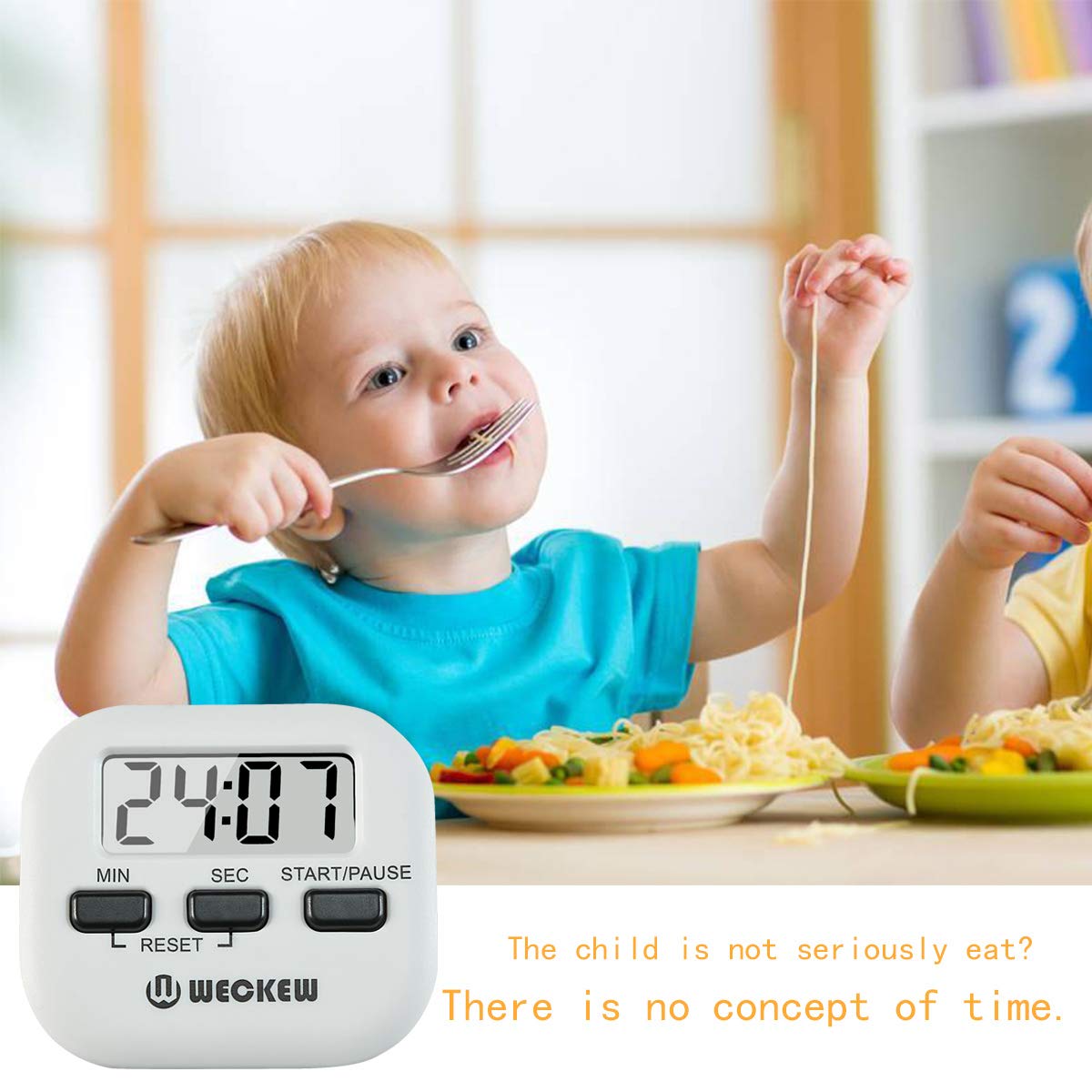 WECKEW 2 Pack Digital Kitchen Timer with Loud Alarm - Magnetic Countdown Stopwatch with Big Display, Stand & Hanging Hole - Perfect for Cooking, Baking, Shower, Bathroom, Classroom & Kids Activities (White)
