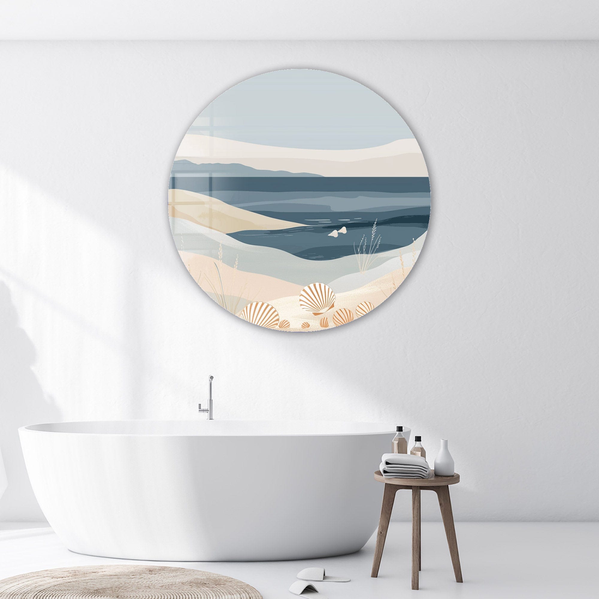 Layers of Beach Rounded Glass Wall Art - Coastal Home Decor for Living Room, Bedroom & Office - Perfect for Beach House, Boho & Modern Interiors