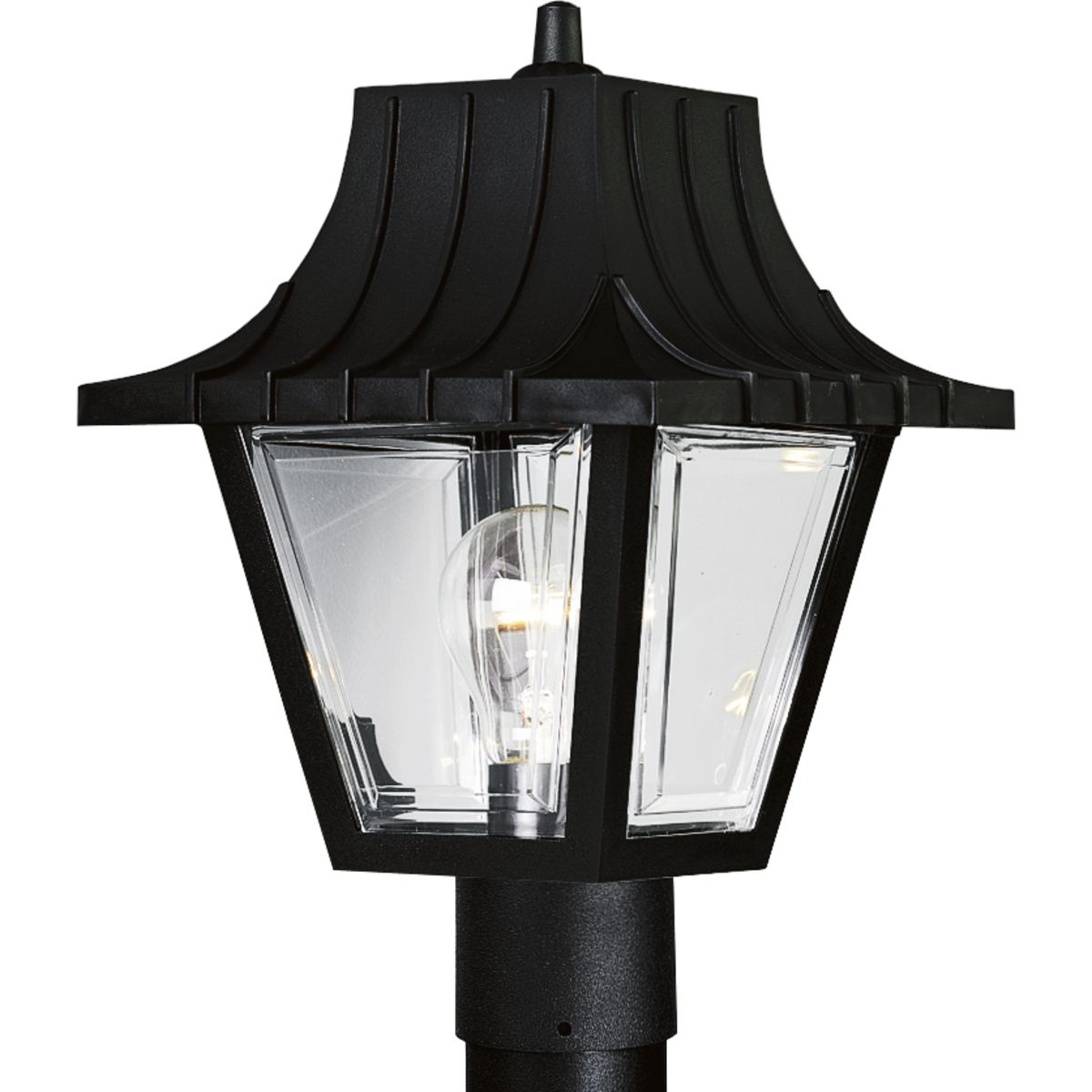 Mansard Collection Black Outdoor Wall Lantern - Single Light Post Mount Exterior Sconce for Porch, Garden, and Patio Lighting