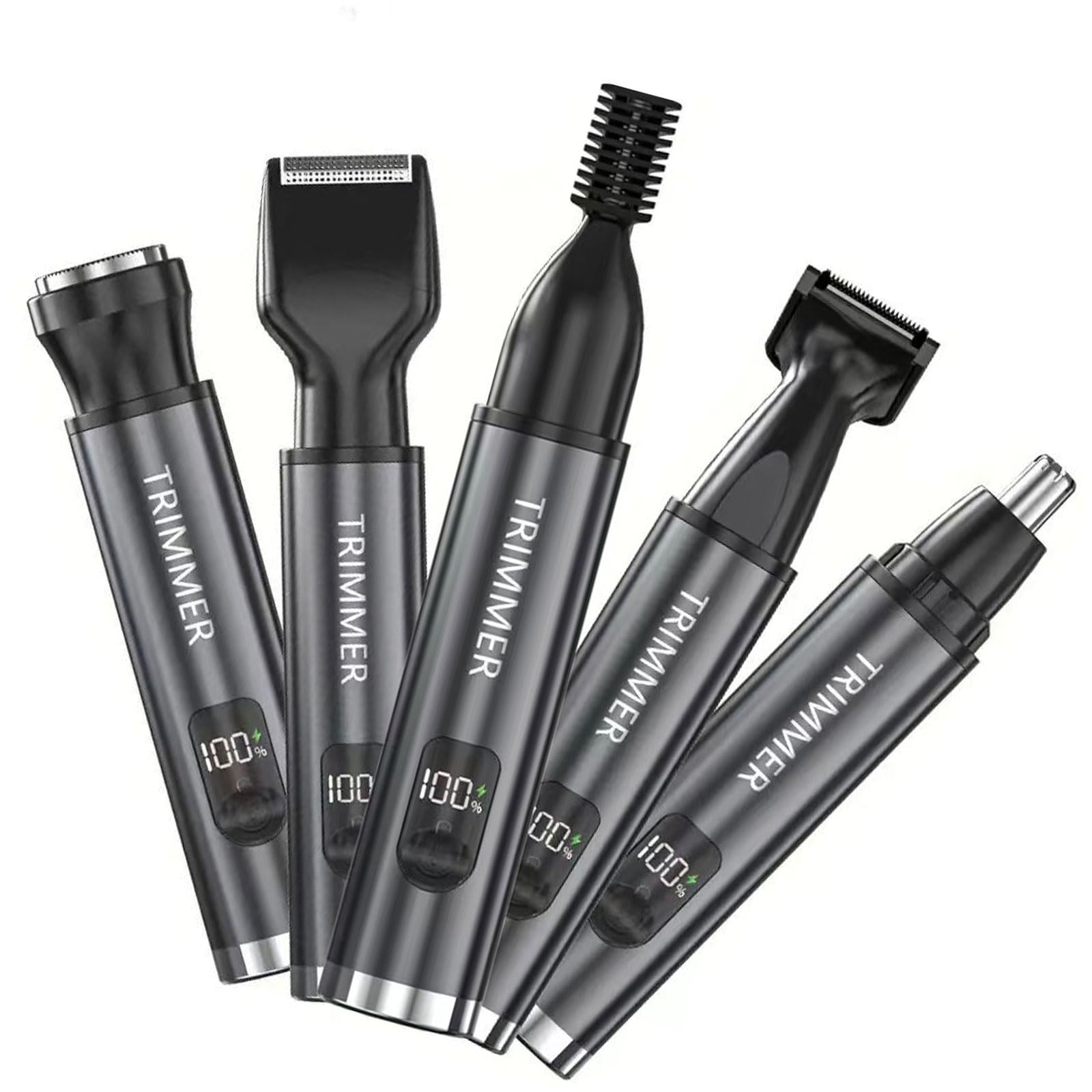 5-in-1 Electric Beard Trimmer & Nose Hair Shaver - Professional Grooming Kit for Men with Multiple Attachments - Perfect for Home, Travel, and Gift Giving
