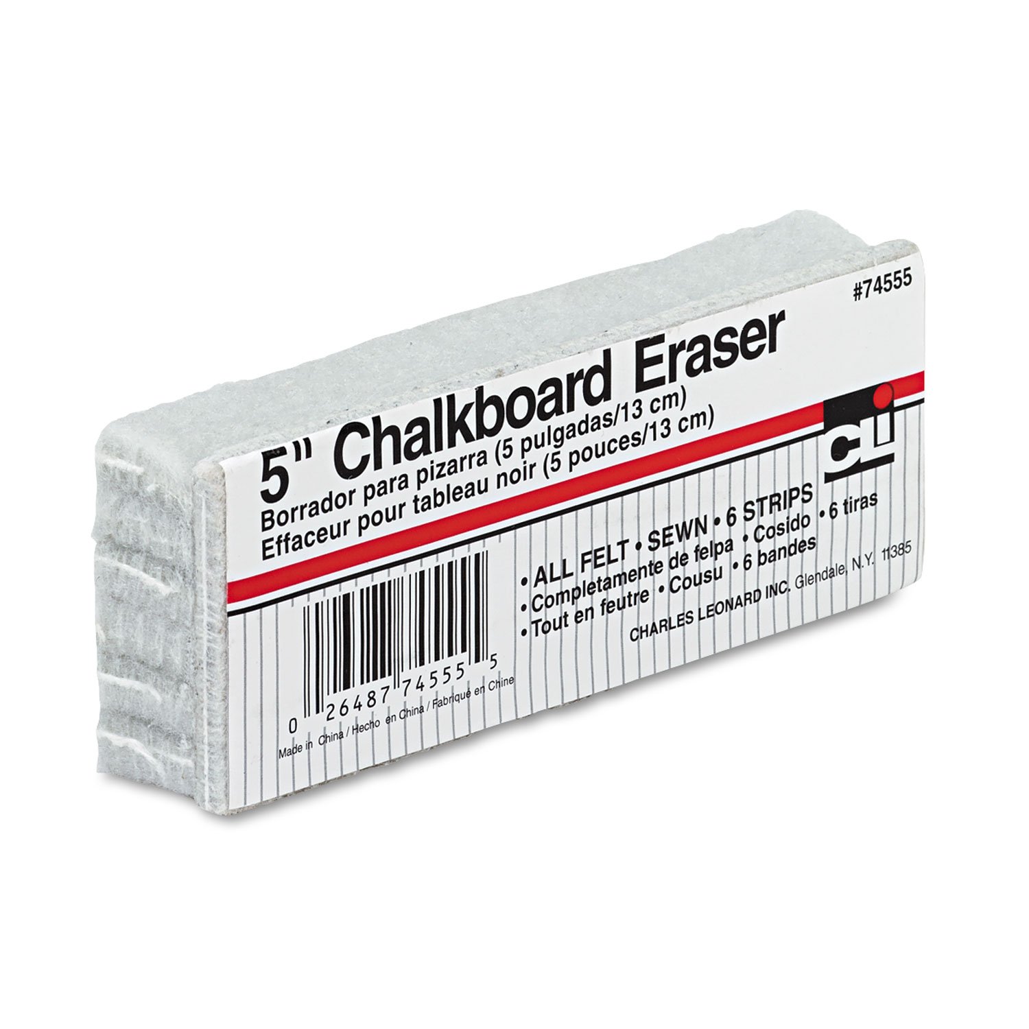 Premium Chalkboard Eraser for Classroom & Office - Durable Felt Eraser for Whiteboards & Blackboards - Ideal for Teachers, Students & Home Use (Charles Leonard Chl74555) - Perfect for School, Office & Home Cleaning