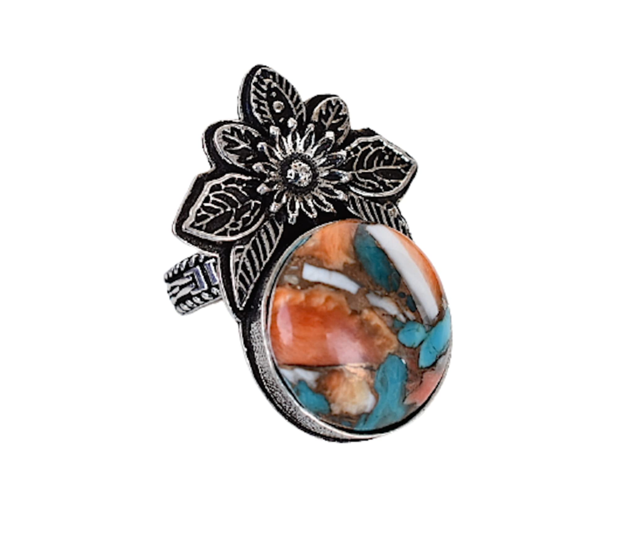 Vintage Oyster Copper Turquoise 925 Sterling Silver Ring - Handmade Boho Jewelry - Unique Hippie & Birthstone Ring - Perfect Birthday Gift for Women - TQ-07 | Ideal for Casual Wear, Festivals & Special Occasions