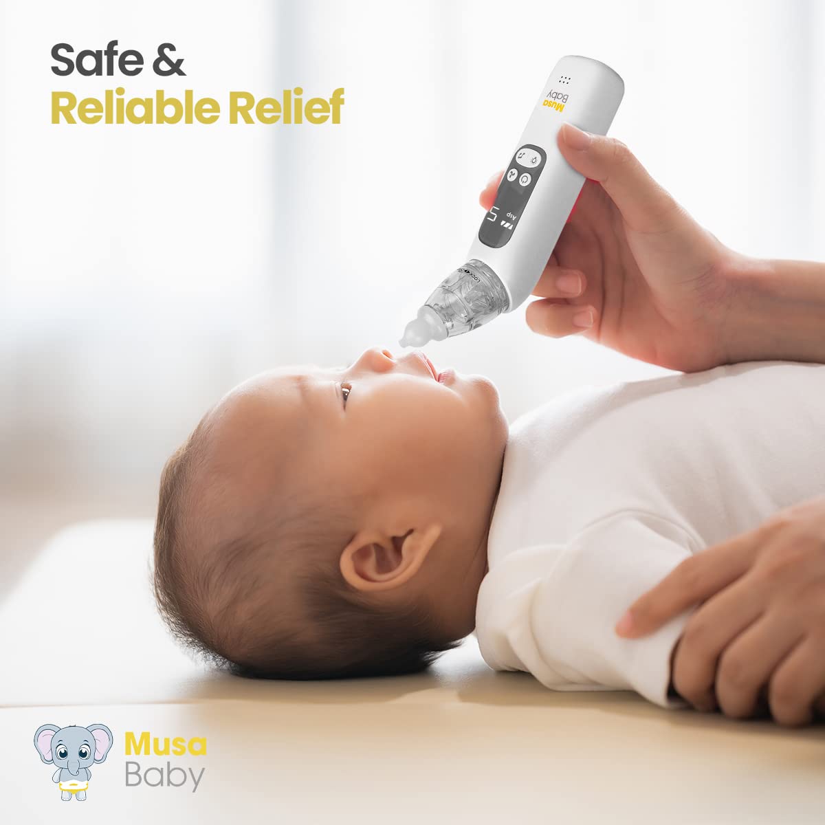 Electric Baby Nasal Aspirator - Automatic Mucus Suction with Soft Silicone Tip, Gentle Booger Remover for Infants & Toddlers, Portable Snot Vacuum for Newborns & Kids (White) - Perfect for Congestion Relief at Home & Travel