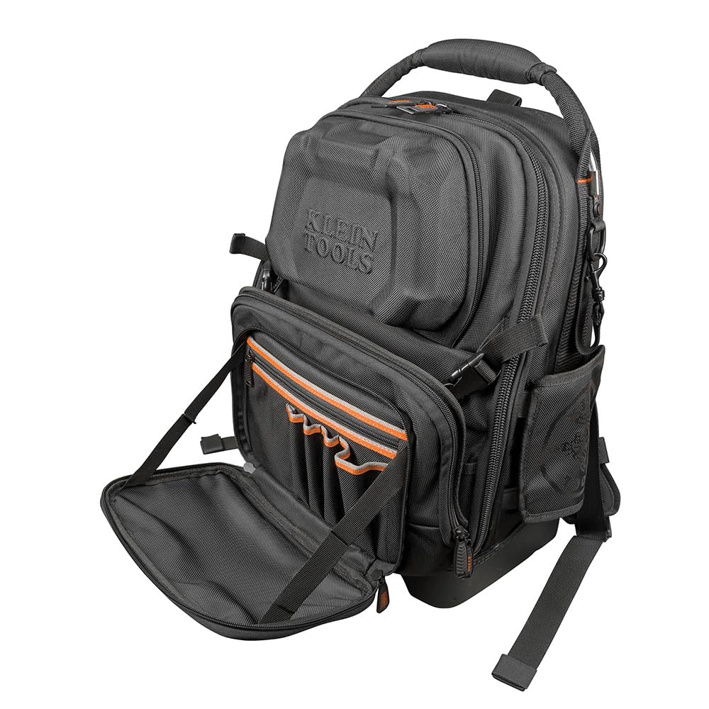 Klein Tools 55485 Professional Electrician Tool Backpack - Heavy Duty 48-Pocket Organizer with Waterproof Bottom & Removable Tool Carrier - Perfect for Construction, HVAC Work & Home DIY Projects