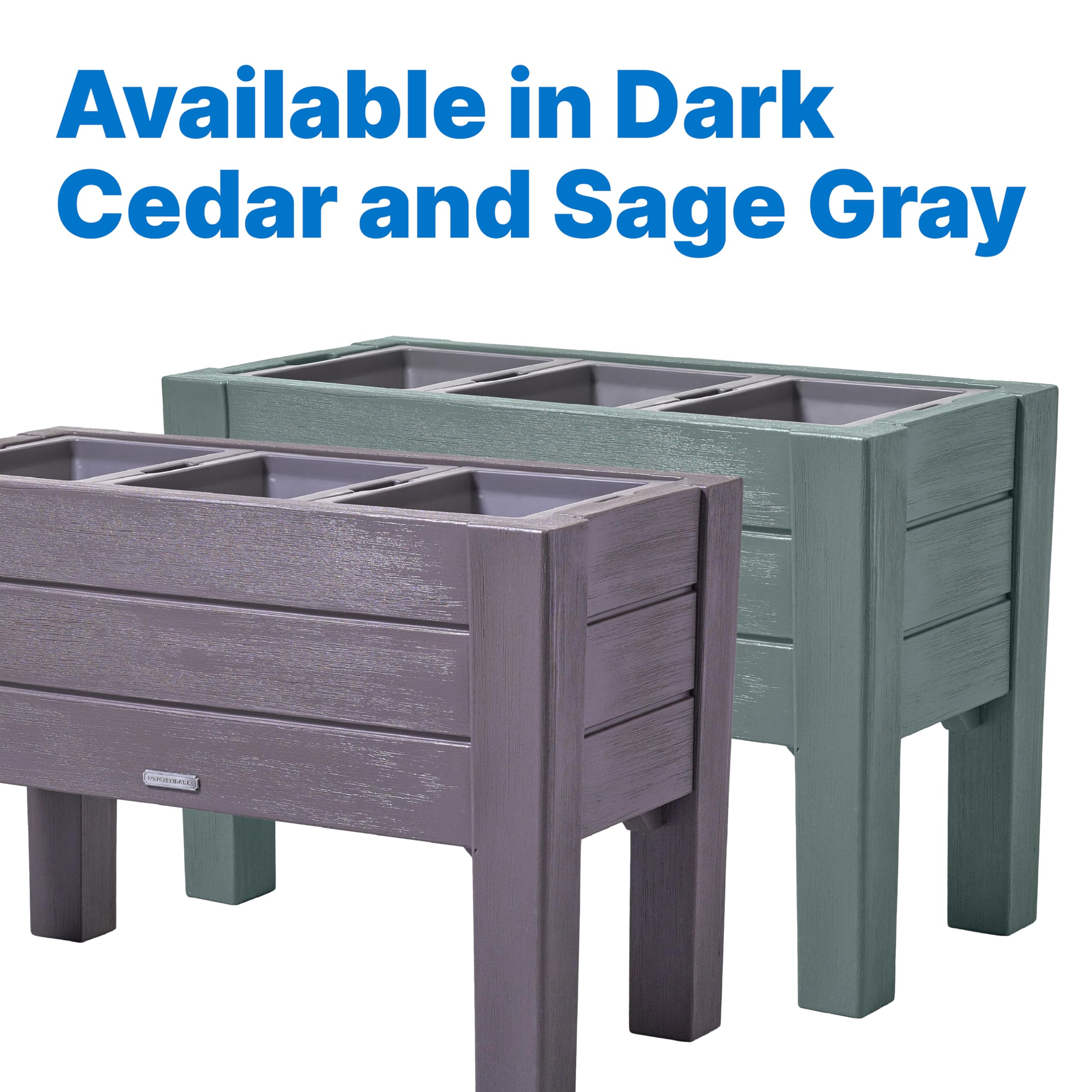 Step2 Lakewood Raised Planter Box - Large Outdoor Garden Planter with Easy Drainage, Durable Dark Cedar Plastic for Flowers, Herbs & Vegetables | Perfect for Patio, Porch, Deck or Backyard Gardening