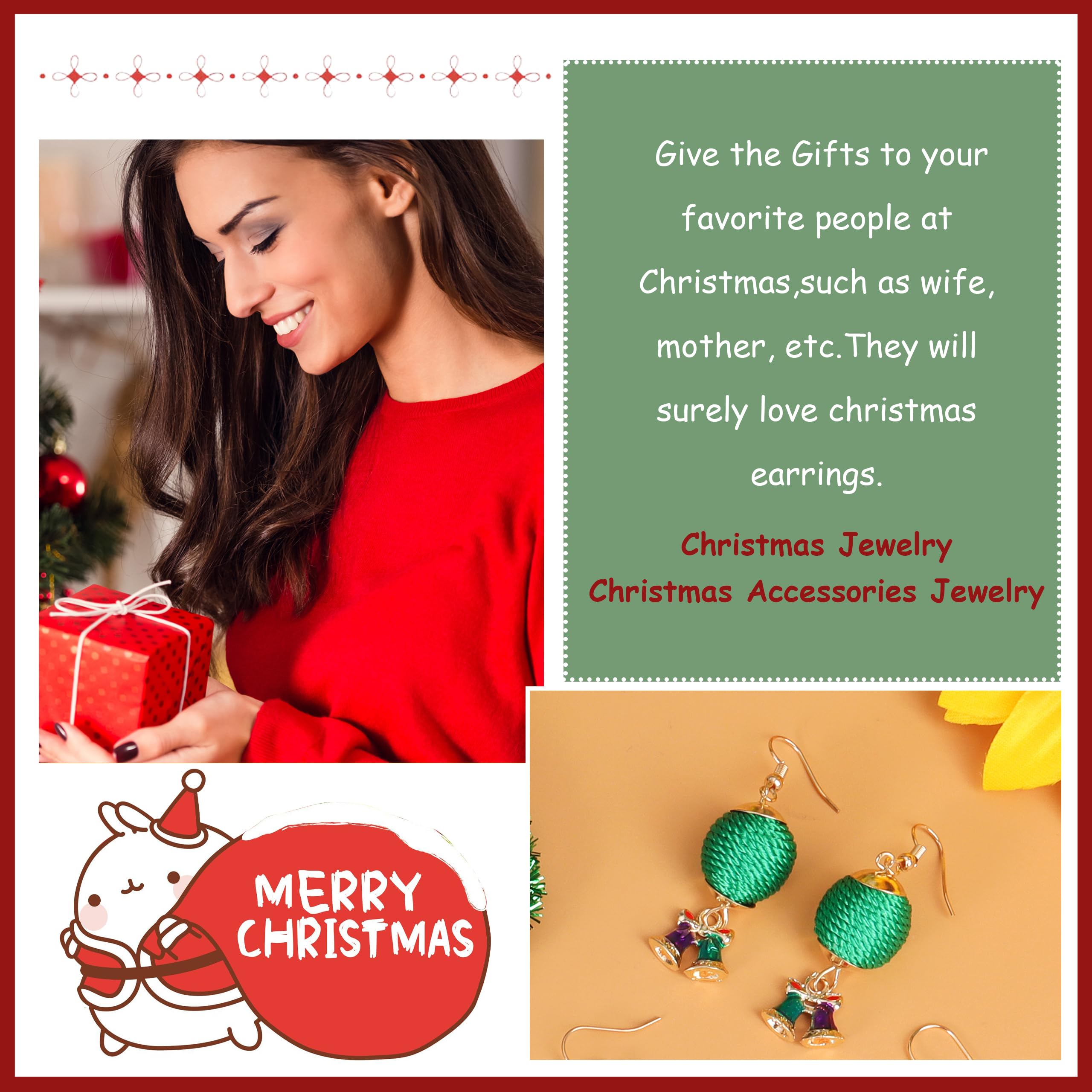Festive Christmas Tree Dangle Earrings for Women - Snowflake, Santa, Candy Cane & Snowman Holiday Jewelry | Perfect Winter Party Accessories & Stocking Stuffers Gifts for Christmas Celebrations