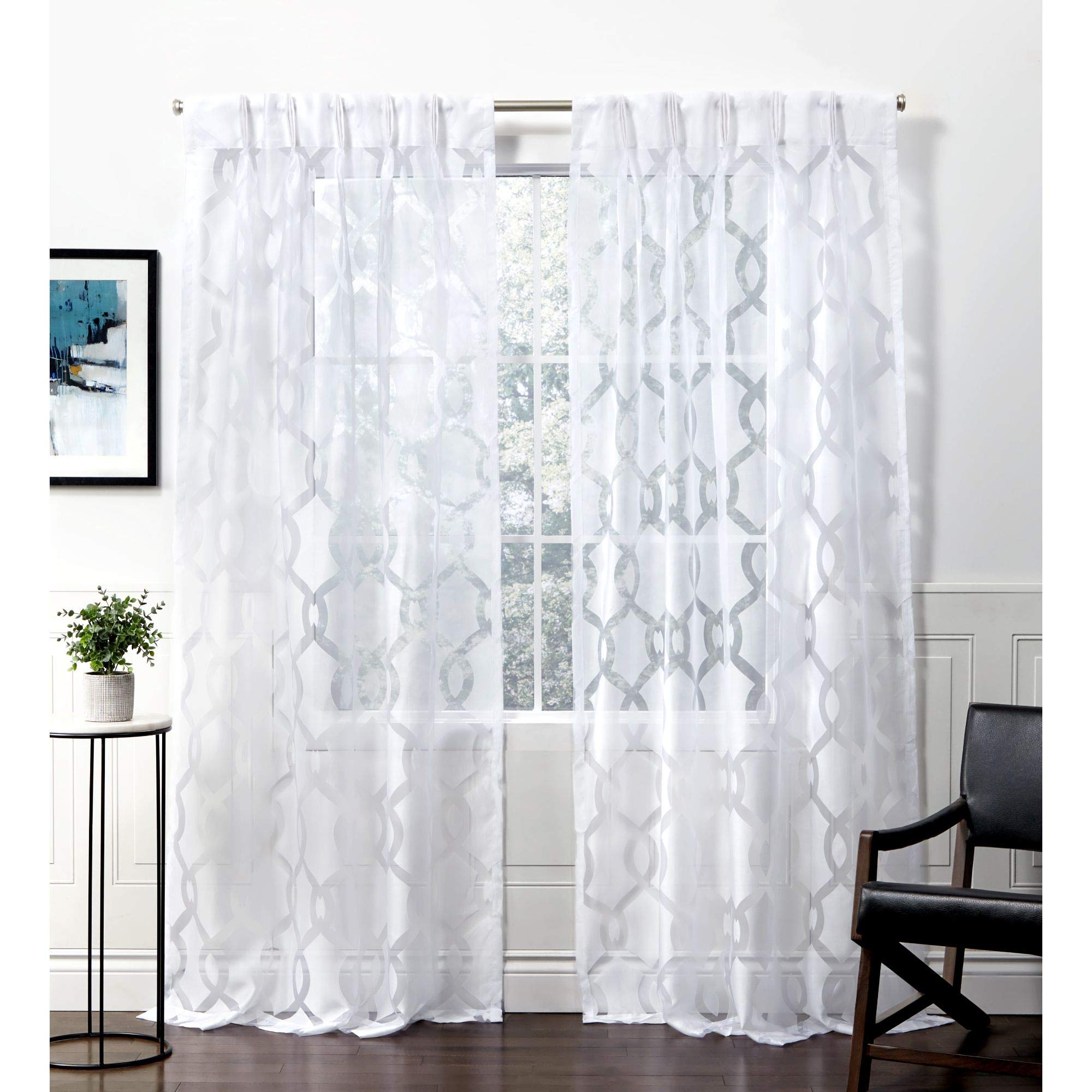 Exclusive Rio Pinch Pleat Curtain Panels - 54x84 Inches, Winter White, Set of 2 Panels for Living Room & Bedroom Window Decor