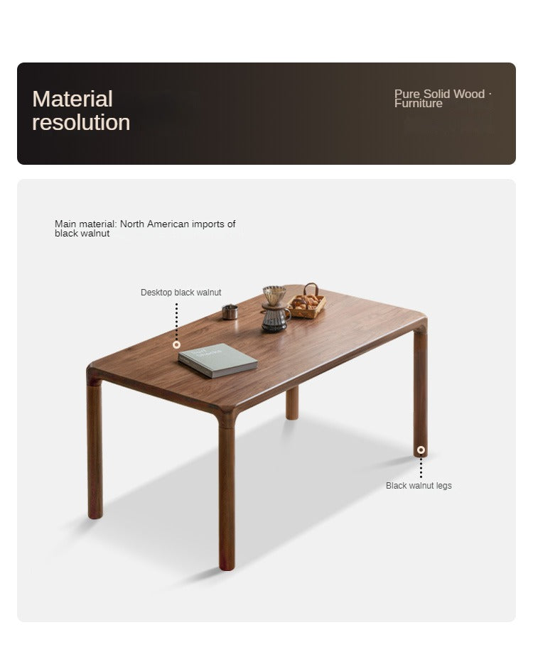 Premium Black Walnut & Ash Solid Wood Rectangular Dining Table - Handcrafted Rustic Farmhouse Style for Dining Room, Kitchen, or Open Concept Living Space
