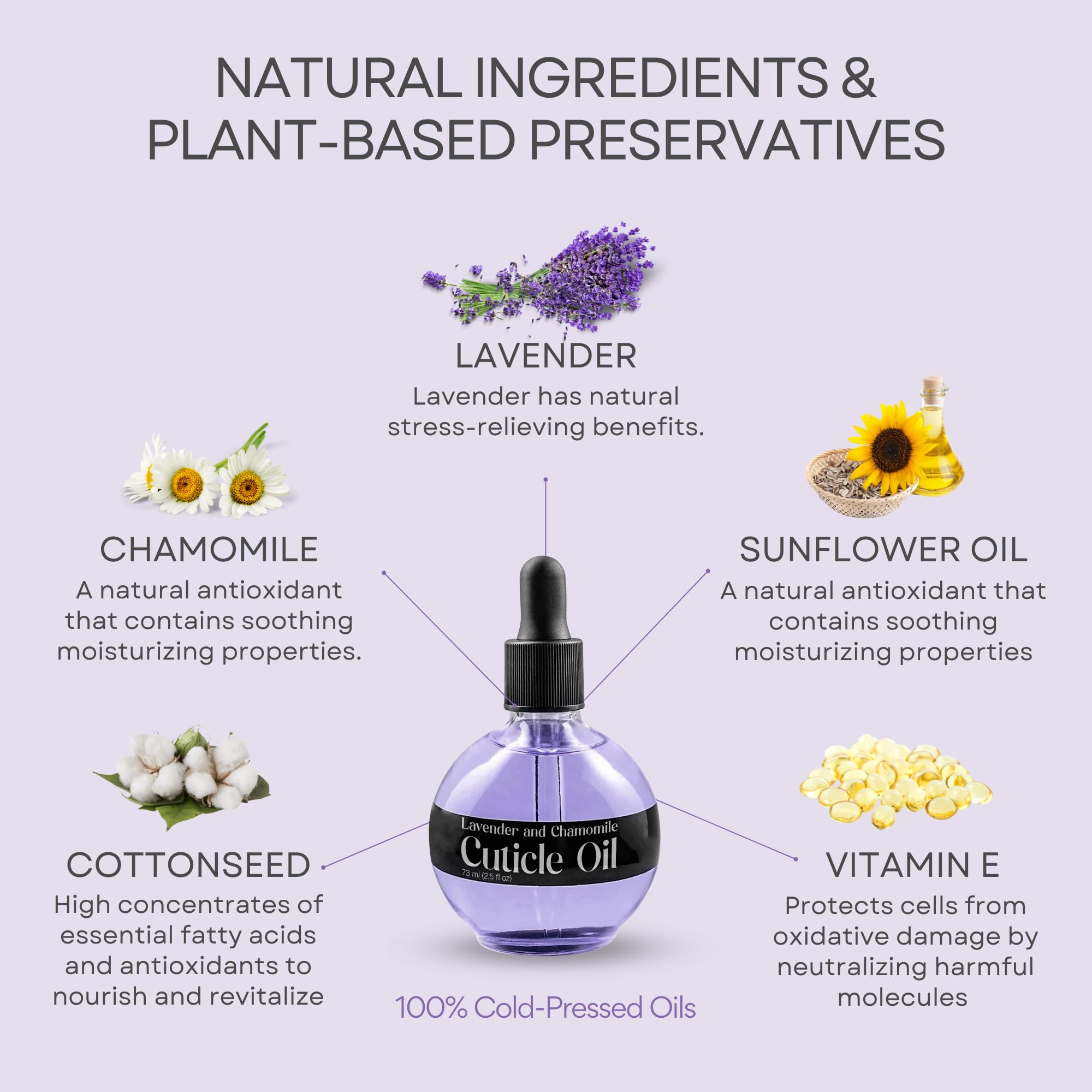 C CARE Cuticle Oil for Nails - Lavender & Chamomile Nail Oil - Moisturizing & Strengthening Treatment for Dry Brittle Nails & Cuticles - Includes Dropper & Brush - 2.5 oz Large Bottle - Perfect for Manicures, Pedicures & At-Home Nail Care