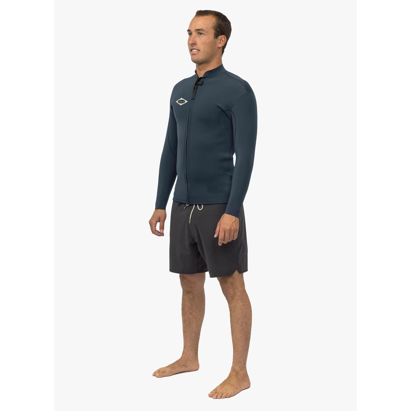 2mm Men's Vissla Solid Front Zip Jacket - DKN Dark Navy - Surfing, Beachwear & Outdoor Activities