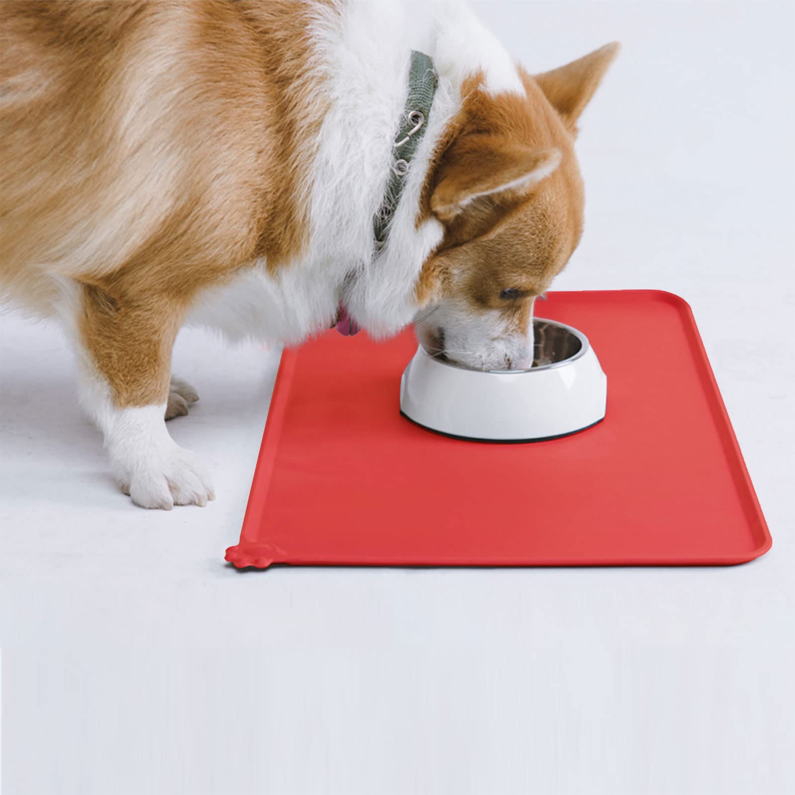 AUDWUD Non-Slip Silicone Pet Feeding Mat - Waterproof Dog Bowl Mat for Food & Water - Perfect for Kitchen, Crate, and Outdoor Use