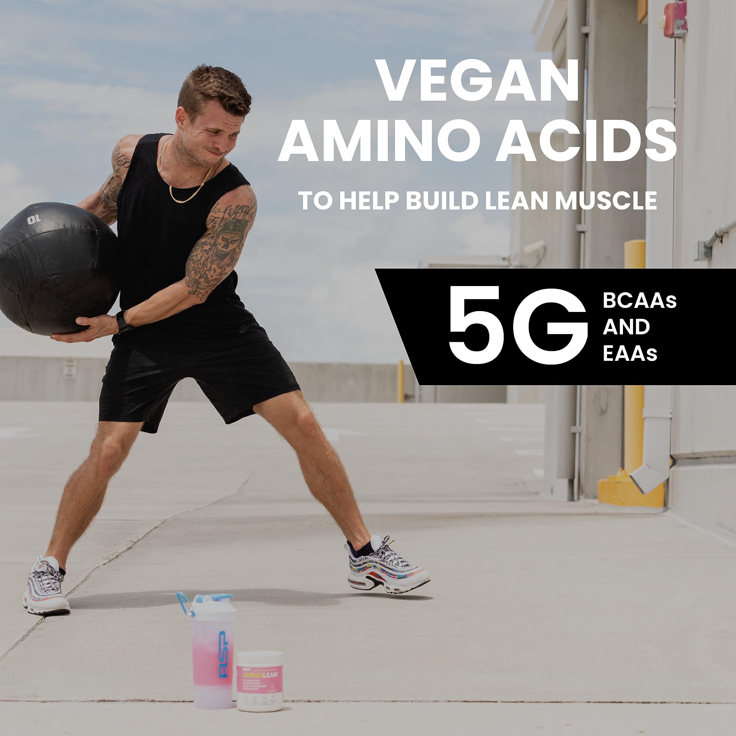 RSP Nutrition AminoLean Pre Workout Powder - Vegan BCAA Amino Acids with Natural Caffeine for Energy & Weight Management | Preworkout Boost for Men & Women | 30 Servings Pink Lemonade Flavor | Perfect for Gym, Fitness & Weight Loss Training