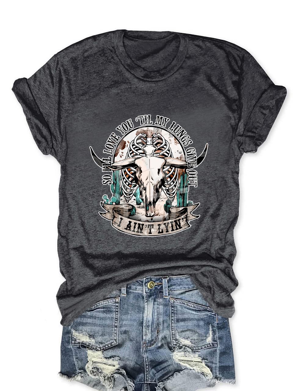 Vintage Western Cowboy T-Shirt for Women - Desert Cactus Graphic Tee for Outdoor Adventures