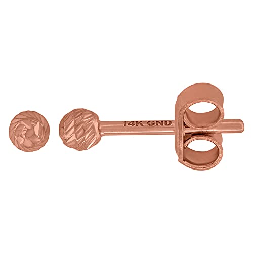 14K Rose Gold Textured 3mm Ball Stud Earrings for Women - Elegant Minimalist Jewelry Gift for Her - Perfect for Everyday Wear, Date Nights & Special Occasions