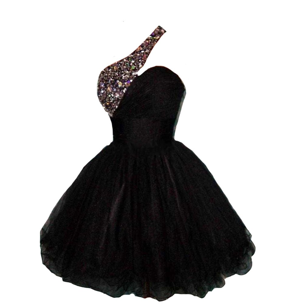 Kivary® Women's One Shoulder Beaded Crystal Tulle Prom Dress - Elegant Homecoming Party Gown for Evening Formal Events & Special Occasions
