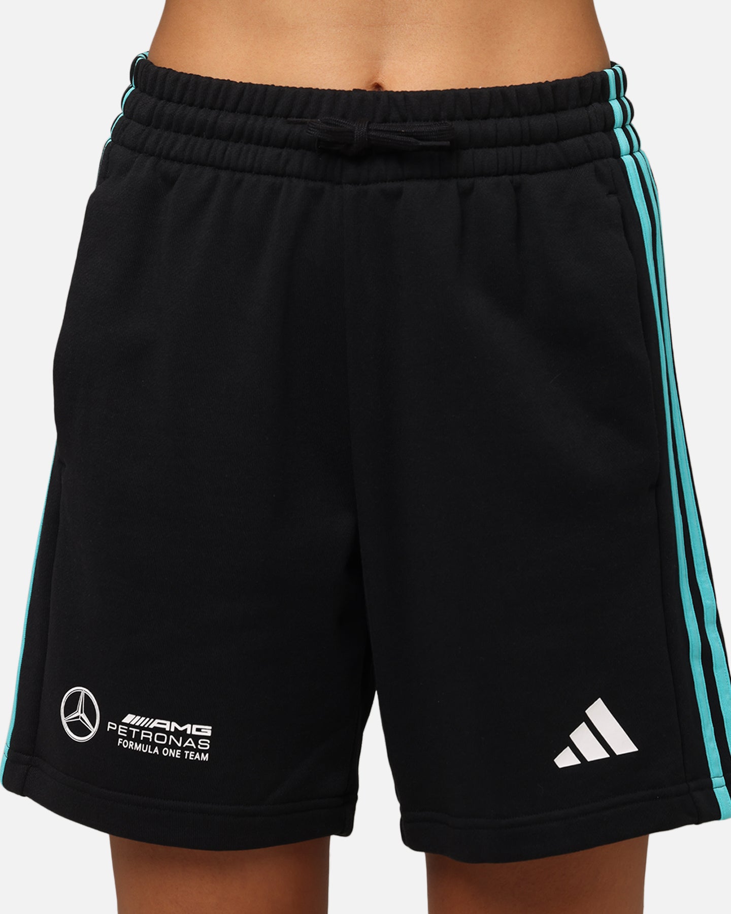 Adidas x Mercedes AMG Petronas F1 DNA Shorts for Men - Black/White Athletic Running Shorts - Perfect for Gym, Workout & Casual Wear