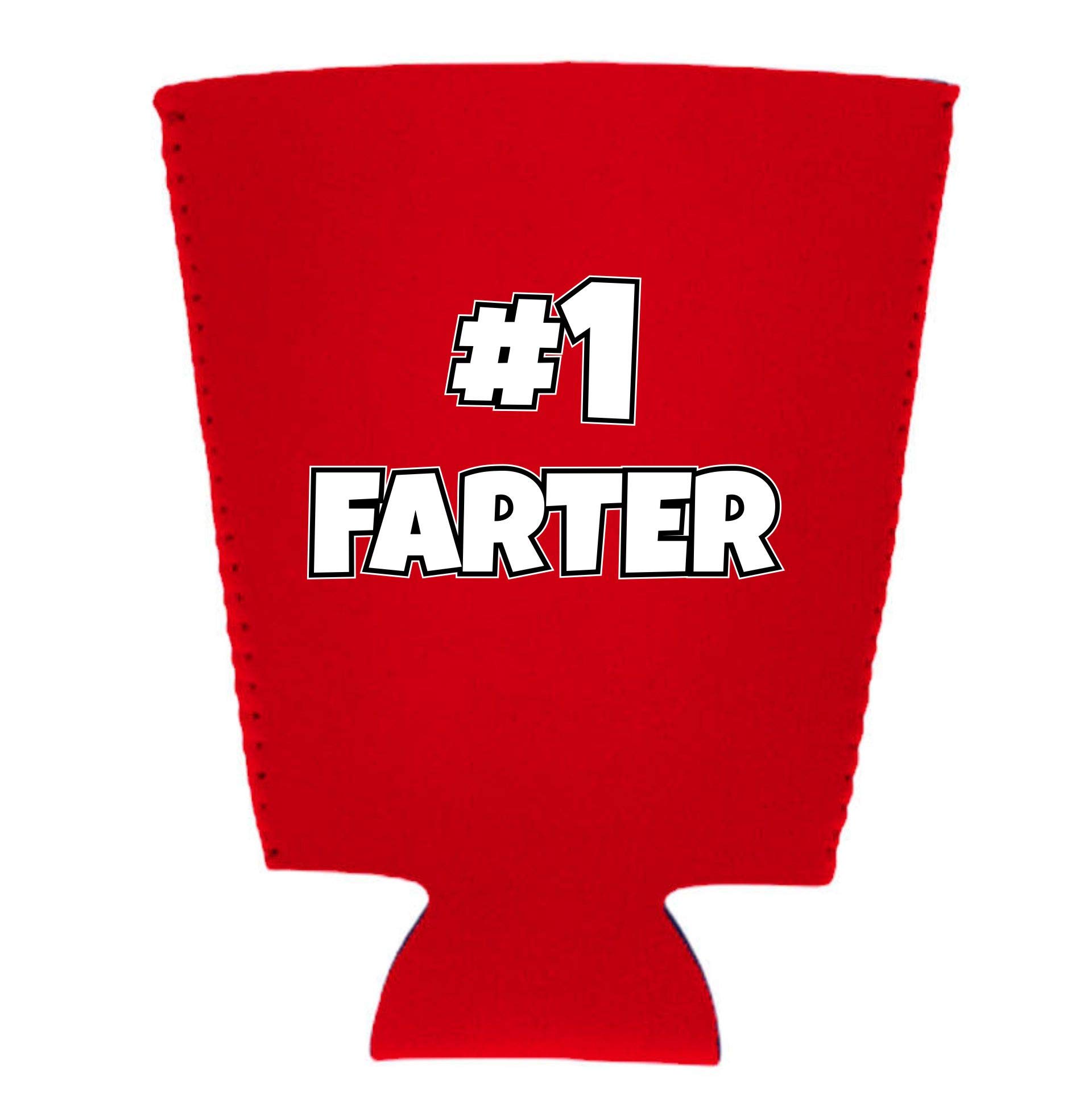 #1 Farting Pint Glass Coozie - Insulated Beer Can Cooler Sleeve (Red, 1 Pack) - Perfect for Parties, Gag Gifts & Funny Bar Accessories