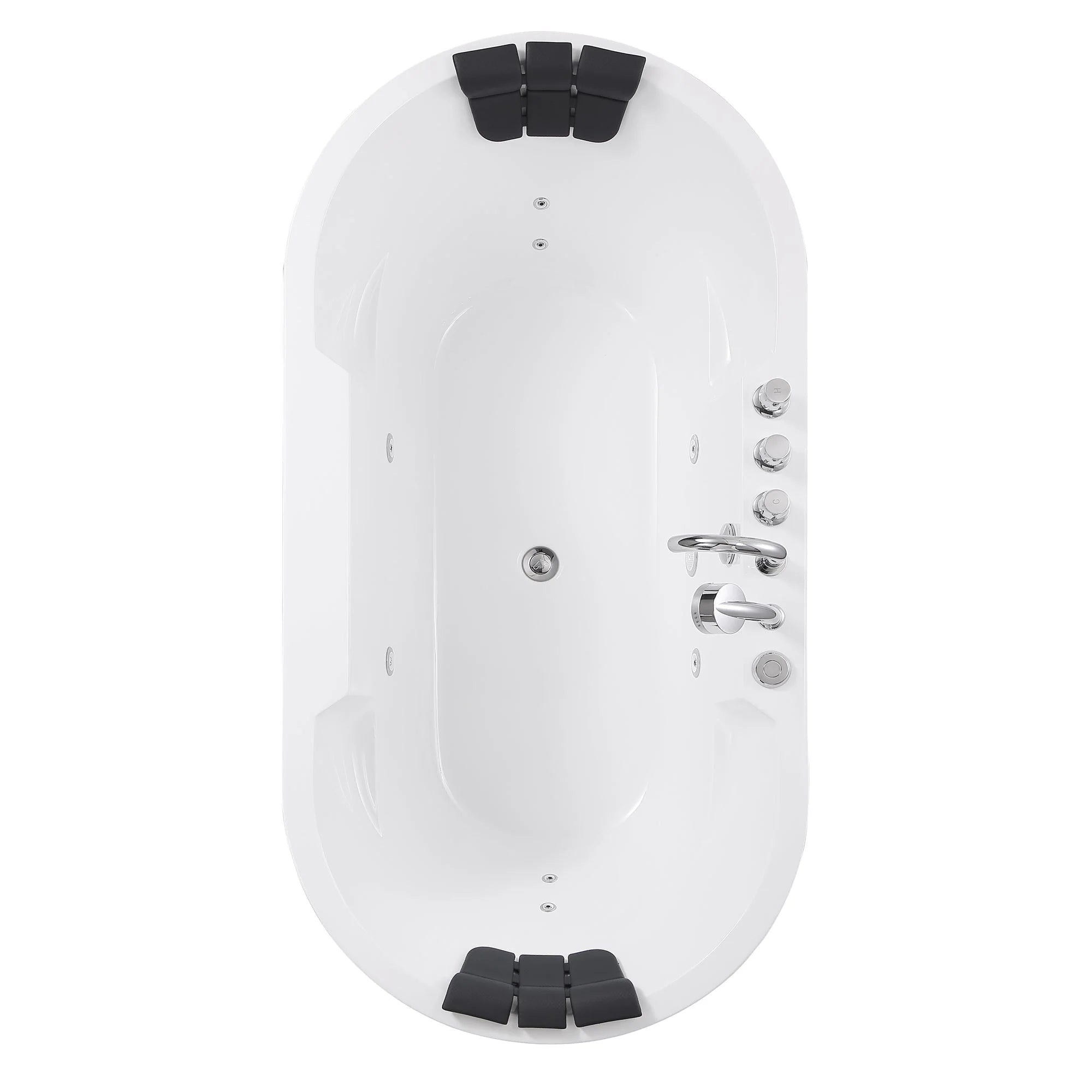 Empava 67-Inch Freestanding Acrylic Whirlpool Bathtub with Center Drain - Oval Soaking Tub for Luxury Bathroom & Spa Relaxation at Home