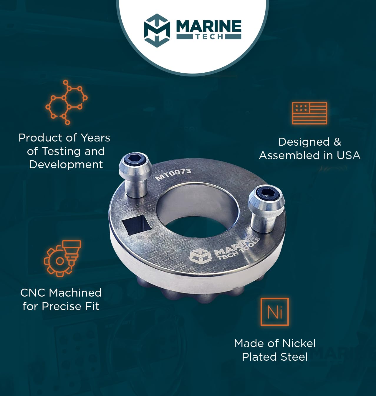 M Marine Tech Tools Thrust Ring Wrench - 20 Inch Nickel Plated Steel Boat Propeller Wrench for Marine Engine Repair & Maintenance | Perfect for Boat Mechanics, DIY Marine Projects & Watercraft Servicing