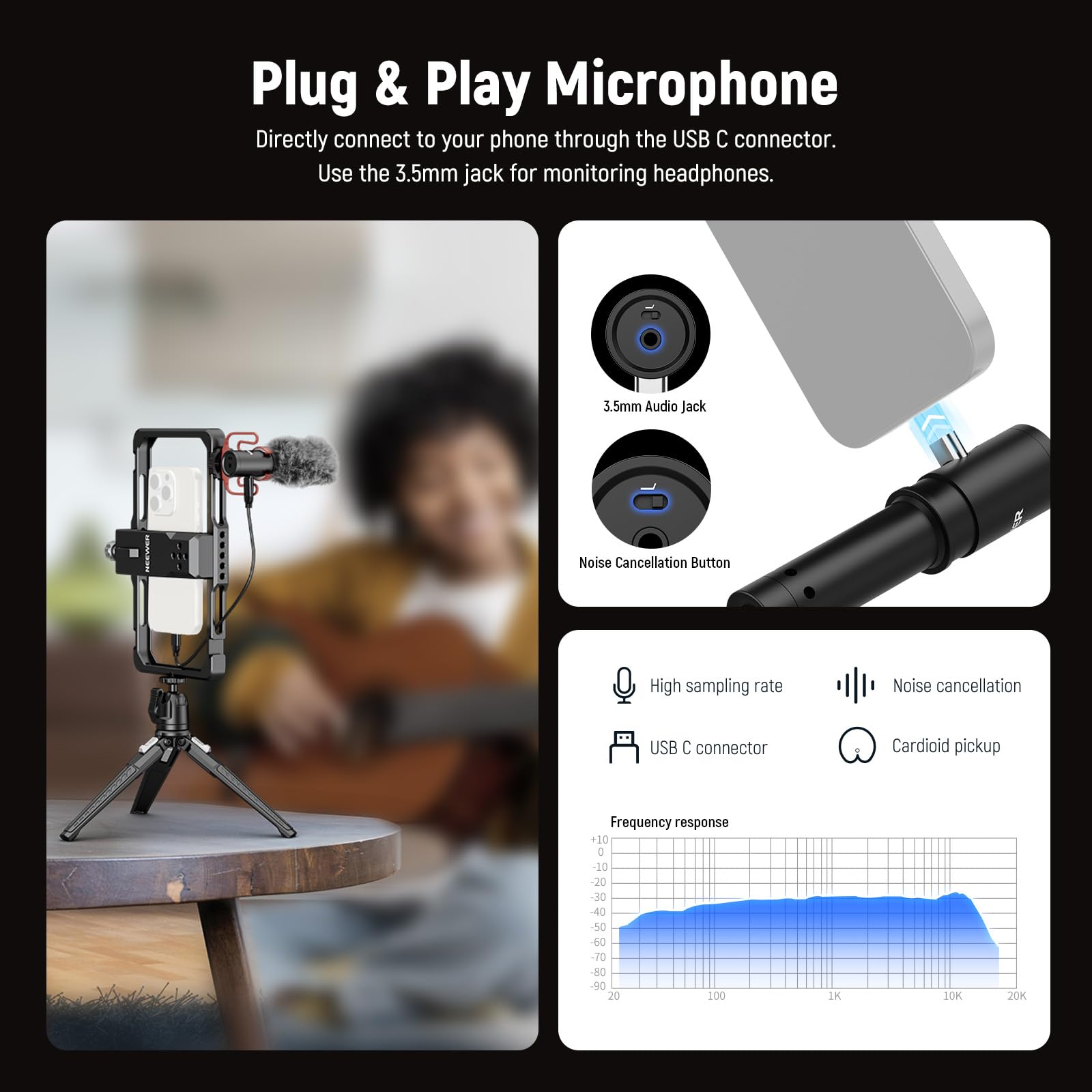 **NEEWER Universal Phone Cage Stabilizer Video Rig with Bluetooth Shutter, RGB LED Light & USB-C Mic - Compatible with iPhone 16 Pro Max/15 Pro Max, Samsung S24 Ultra (PA009E) - Perfect for Vlogging, Live Streaming & Content Creation**